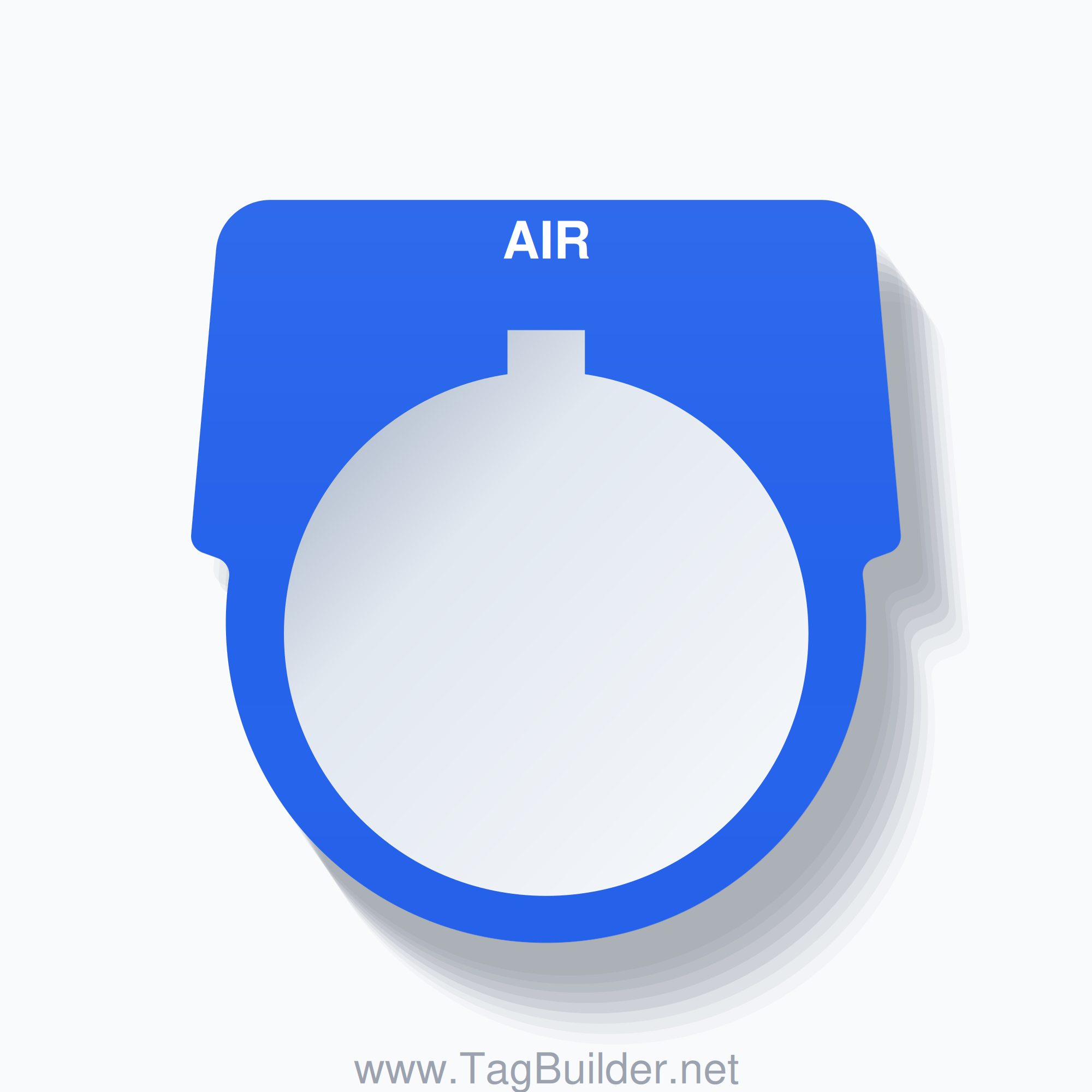 30mm Ring Tag – AIR, Single-Line Harmony 9001K, Allen-Bradley Compatible, White on Blue
