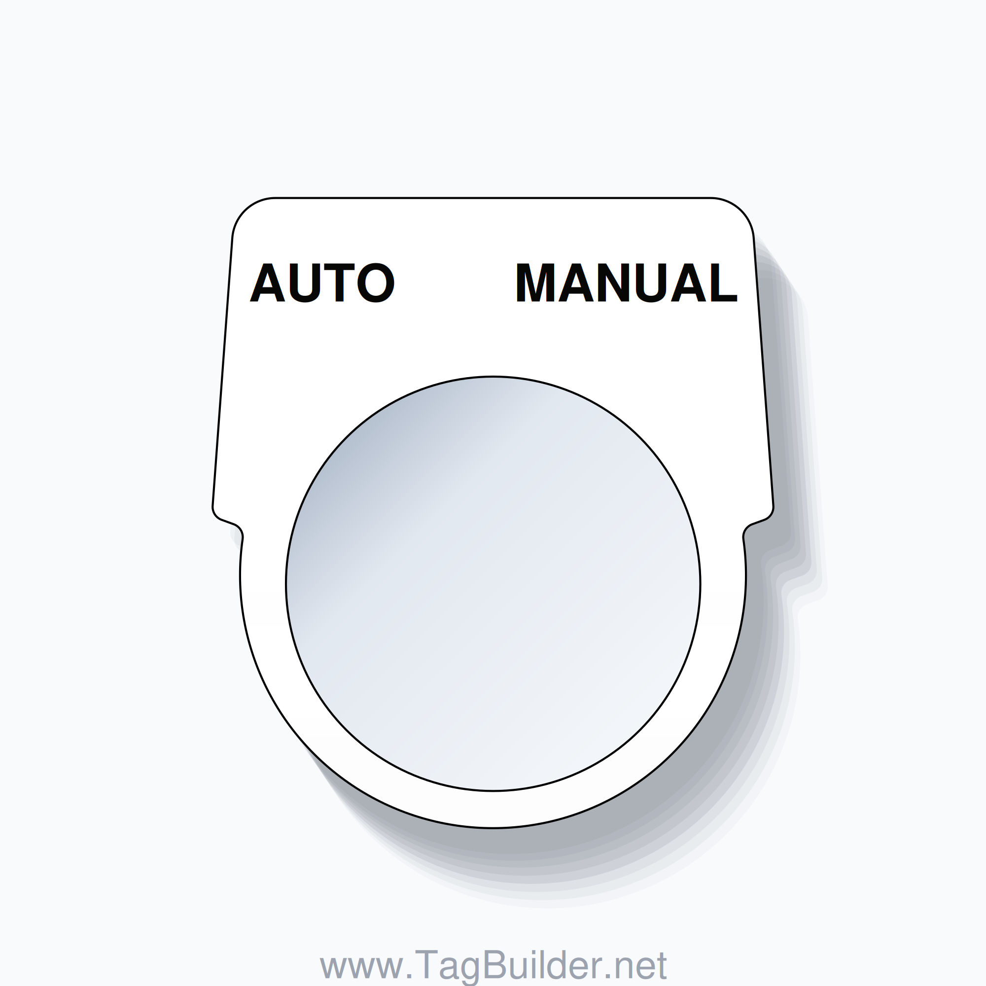 30mm Ring Tag – AUTO MANUAL, Two-Line Harmony 9001K, Black on White