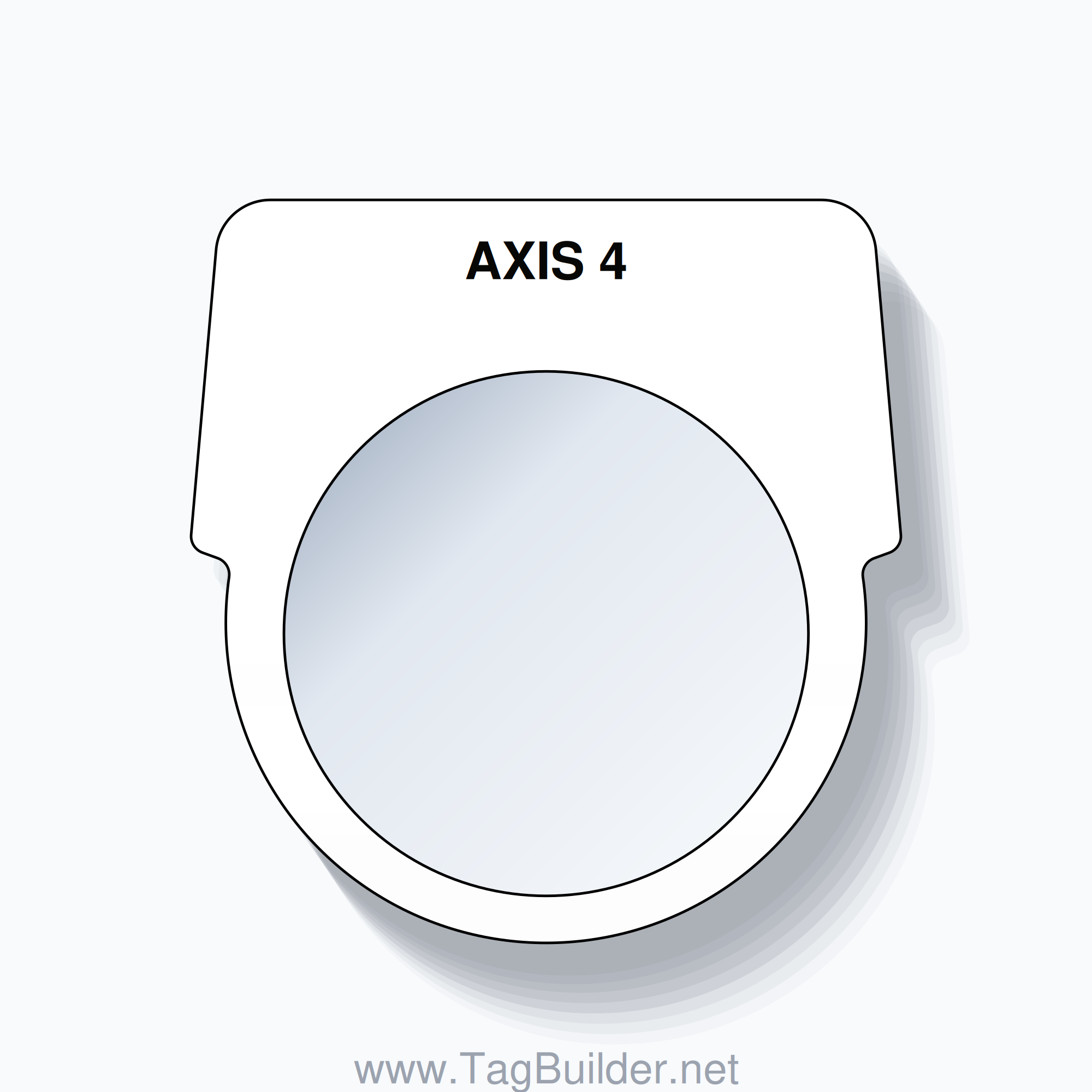 30mm Ring Tag – AXIS 4, Single-Line Harmony 9001K, Black on White