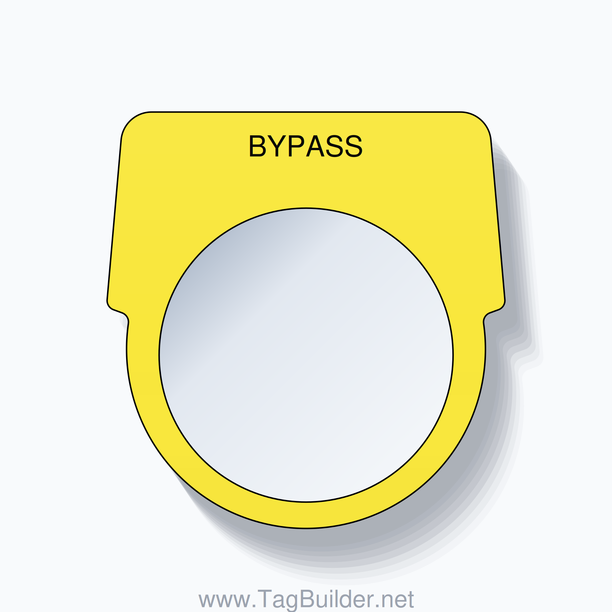 30mm Ring Tag – BYPASS, Black on Yellow