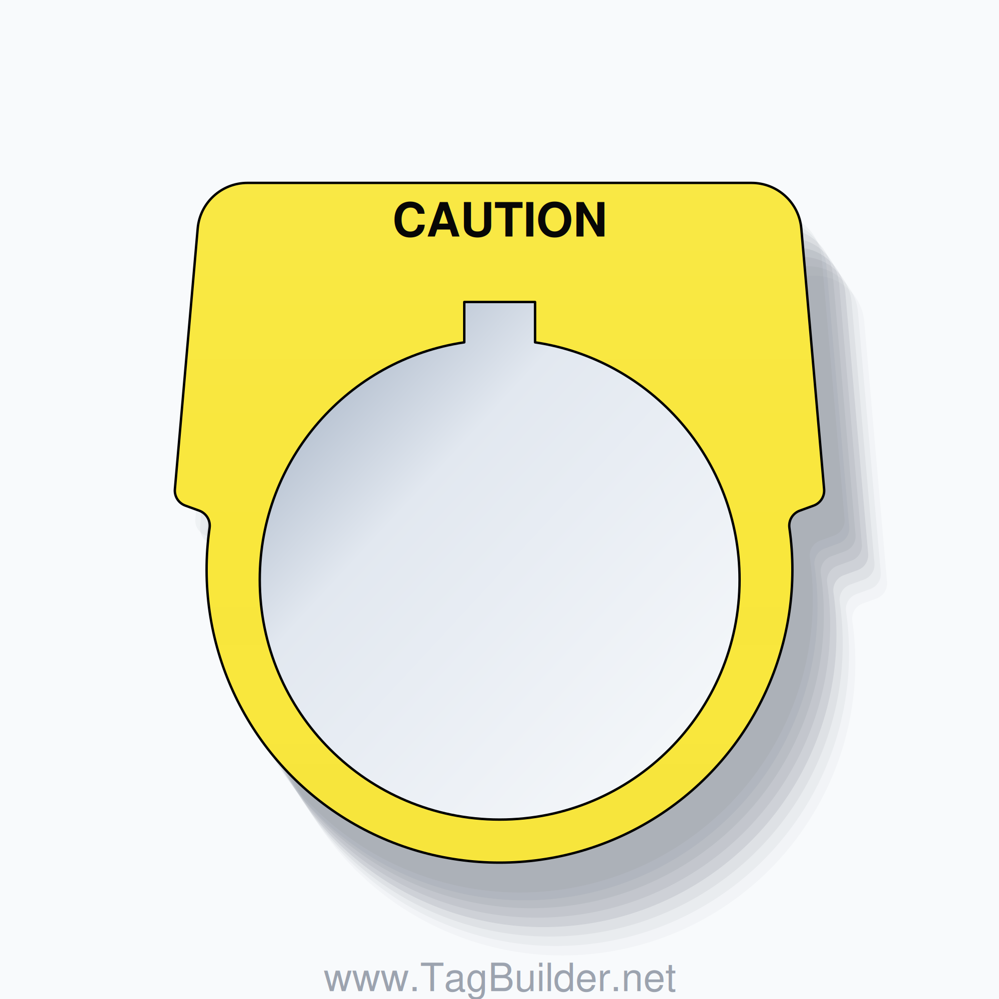 30mm Ring Tag – CAUTION, Single-Line Harmony 9001K, Allen-Bradley Compatible, Black on Yellow