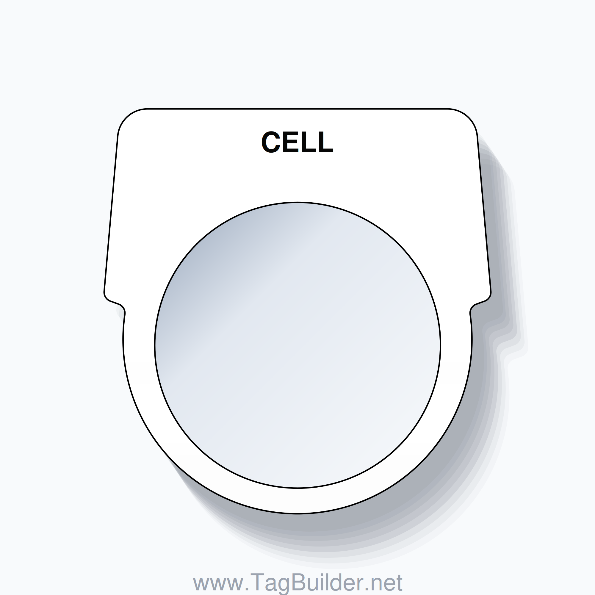 30mm Ring Tag – CELL, Single-Line Harmony 9001K, Black on White