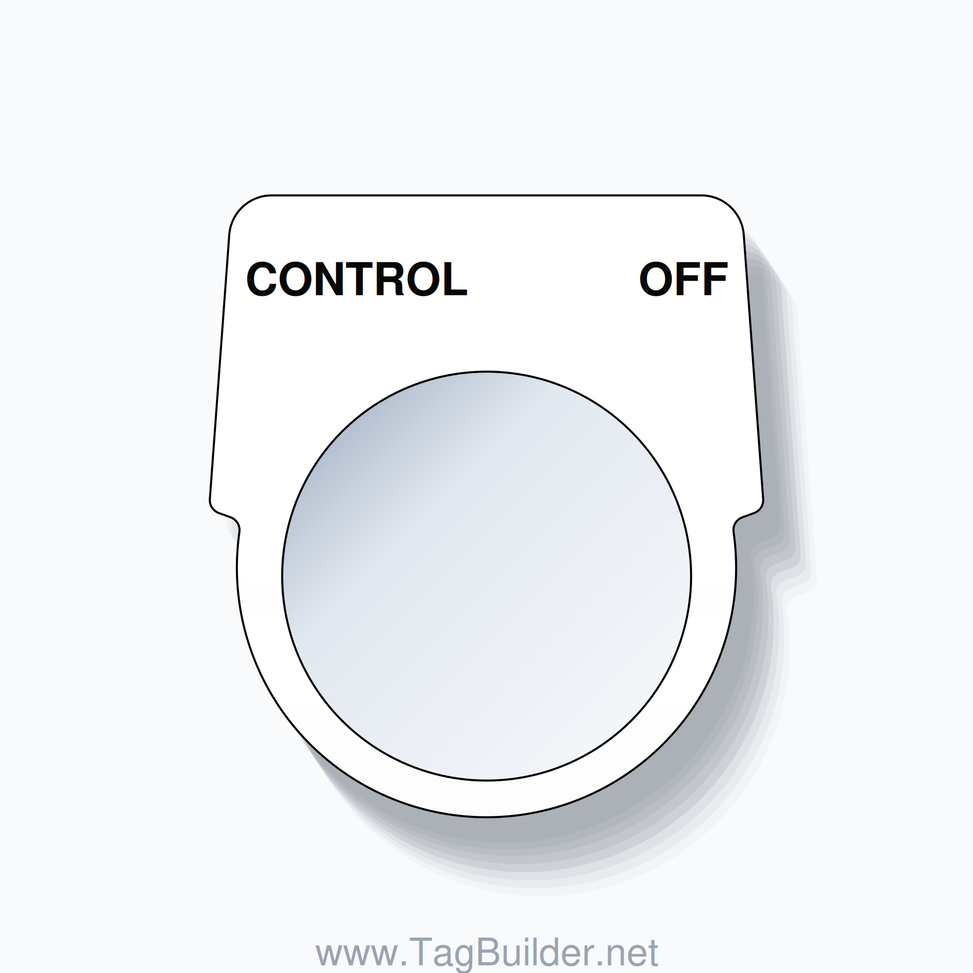 30mm Ring Tag – CONTROL OFF, Two-Line Harmony 9001K, Black on White