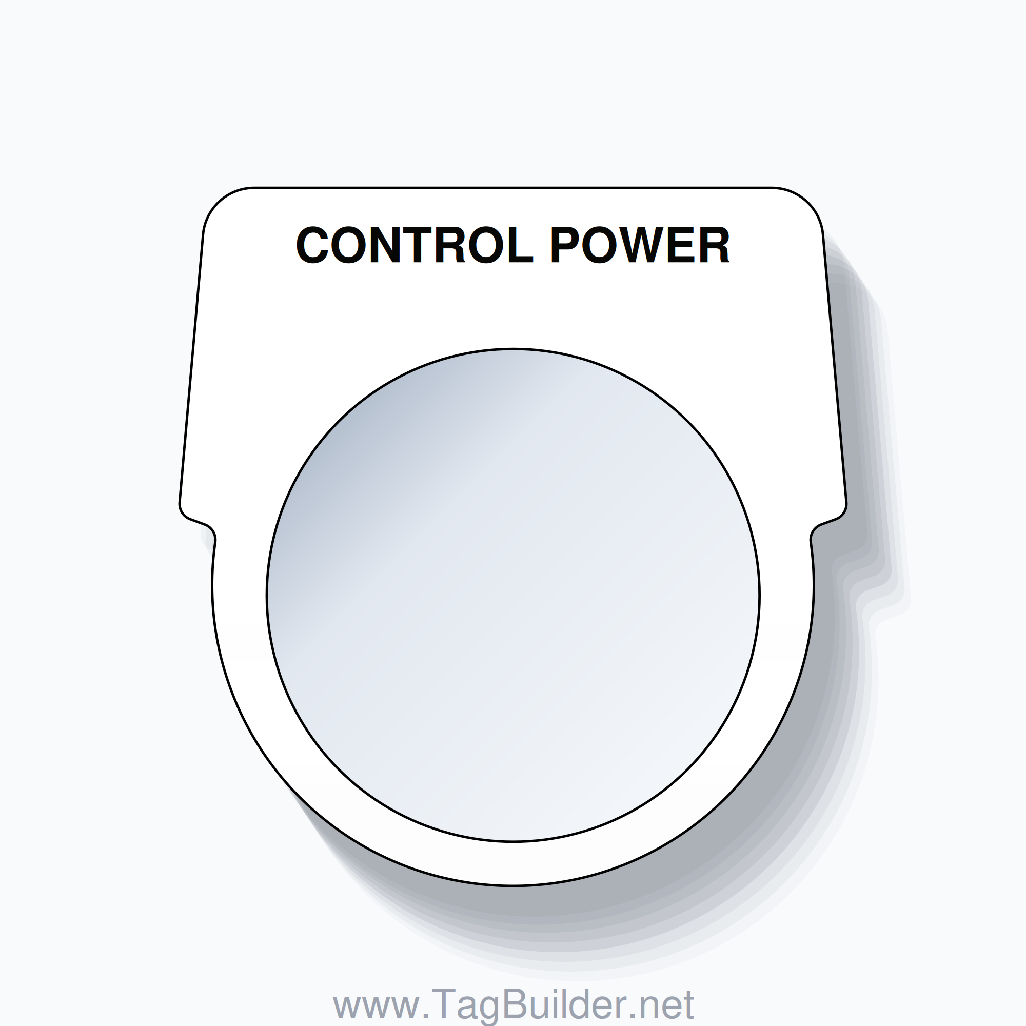 30mm Ring Tag – CONTROL POWER, Single-Line Harmony 9001K, Black on White