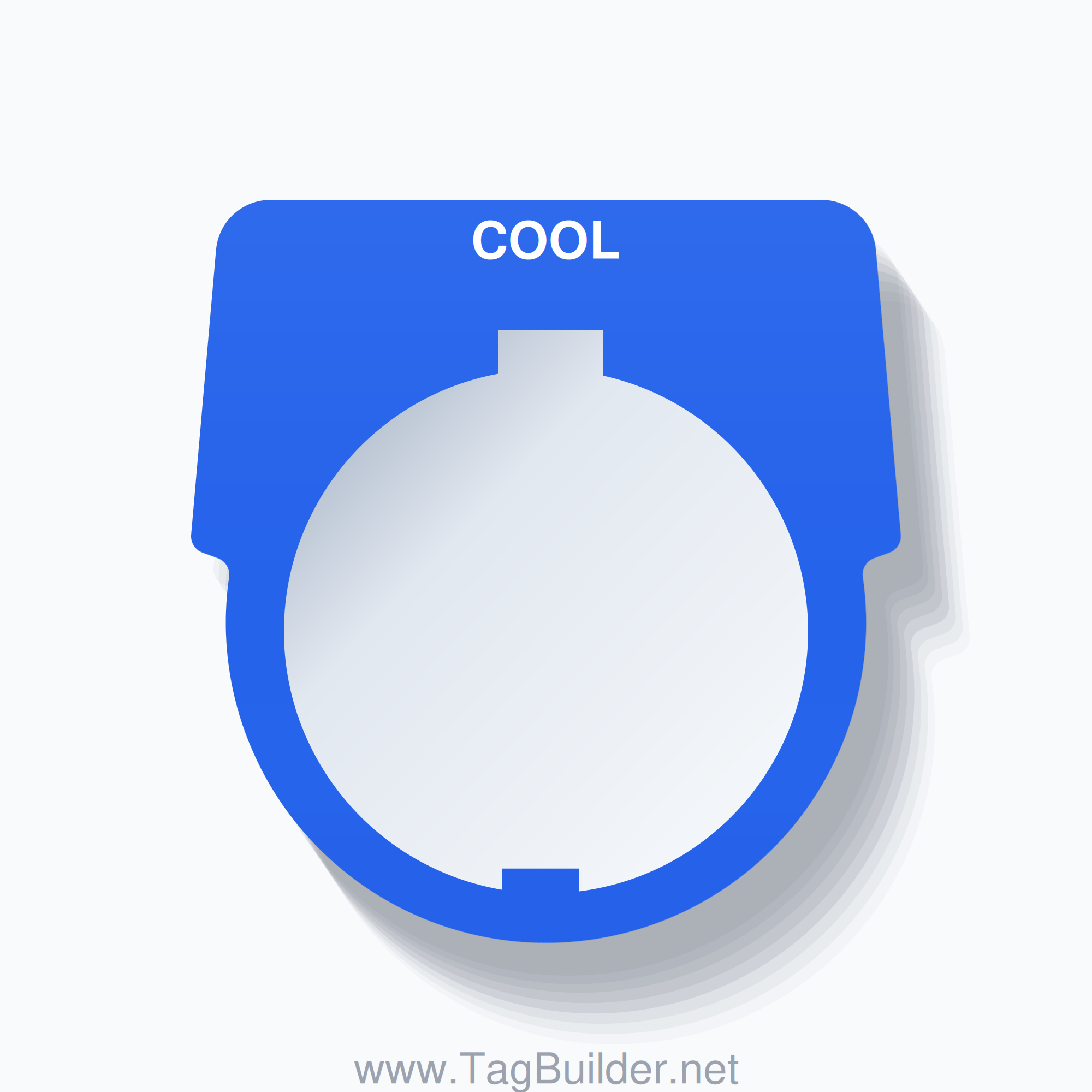 30mm Ring Tag – COOL, Single-Line Harmony 9001K, Schneider Electric Compatible, White on Blue
