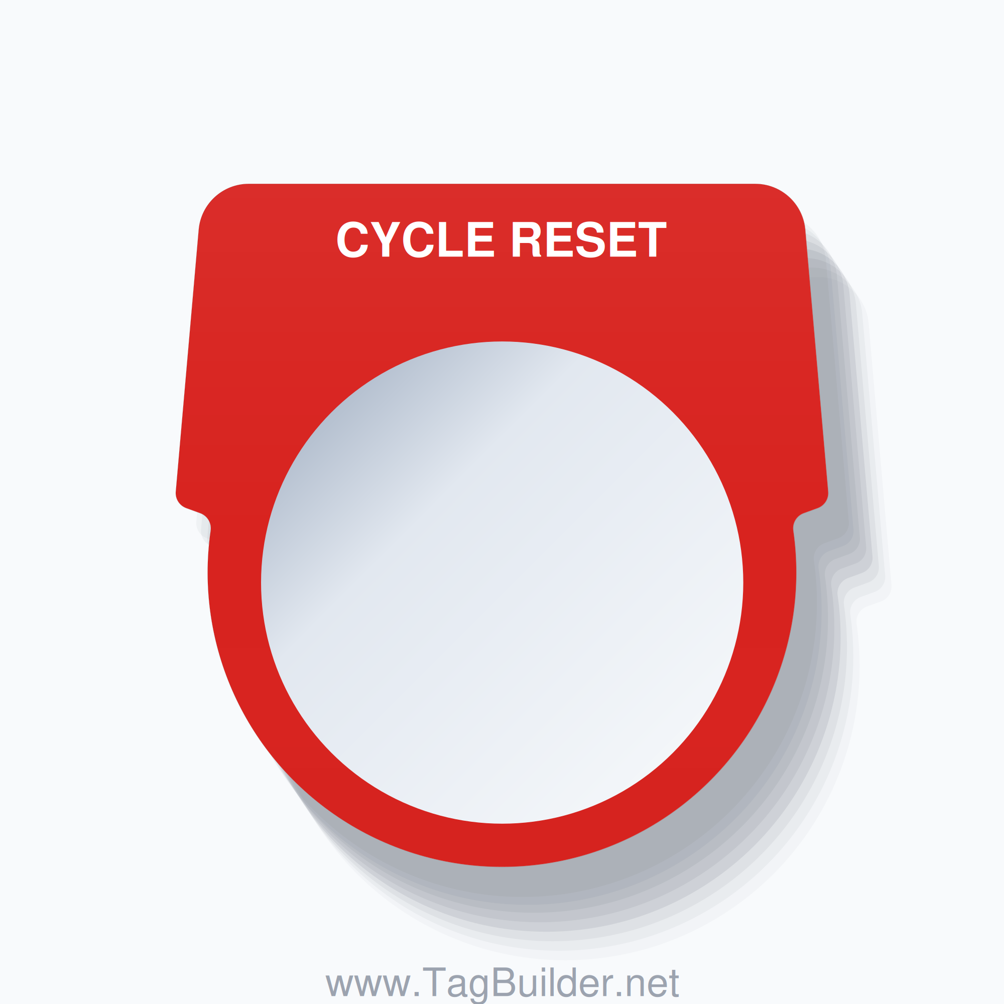 30mm Ring Tag – CYCLE RESET, Single-Line Harmony 9001K, White on Red