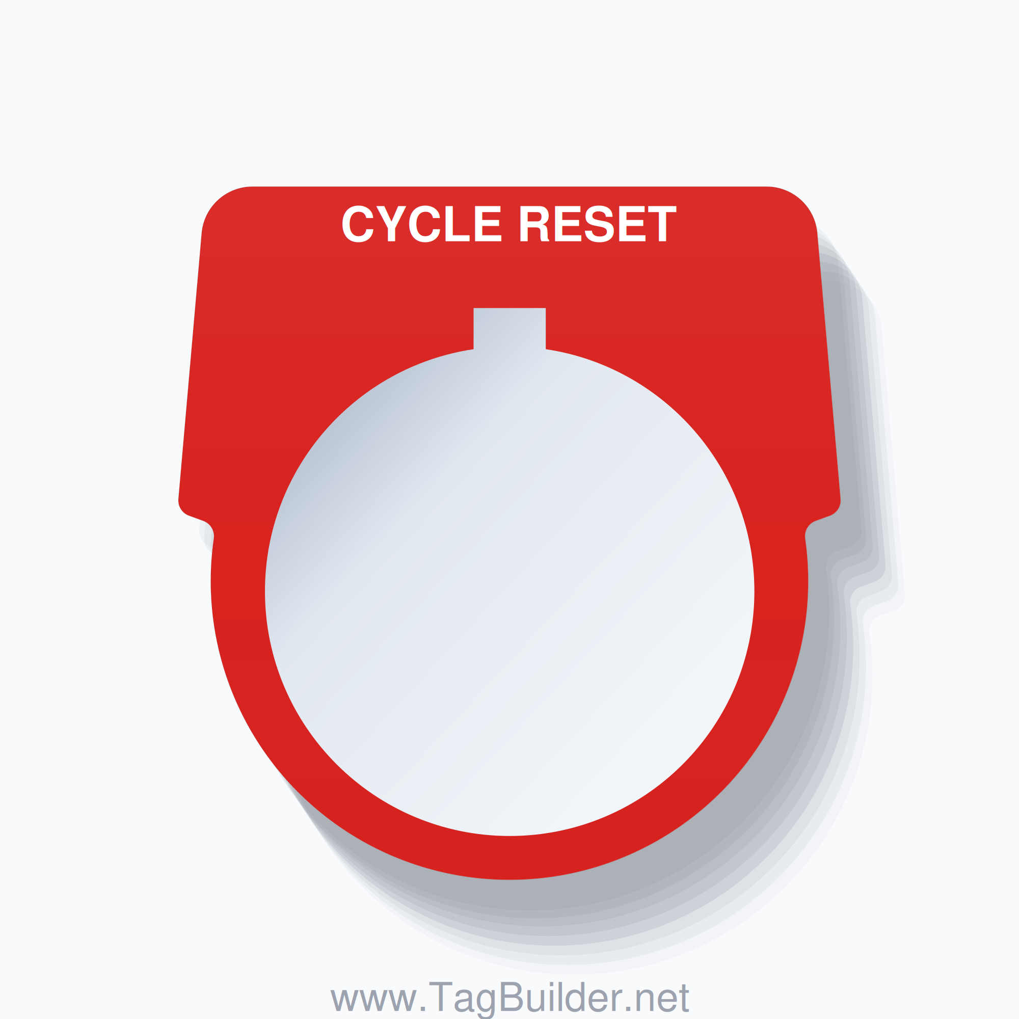 30mm Ring Tag – CYCLE RESET, Single-Line Harmony 9001K, Allen-Bradley Compatible, White on Red
