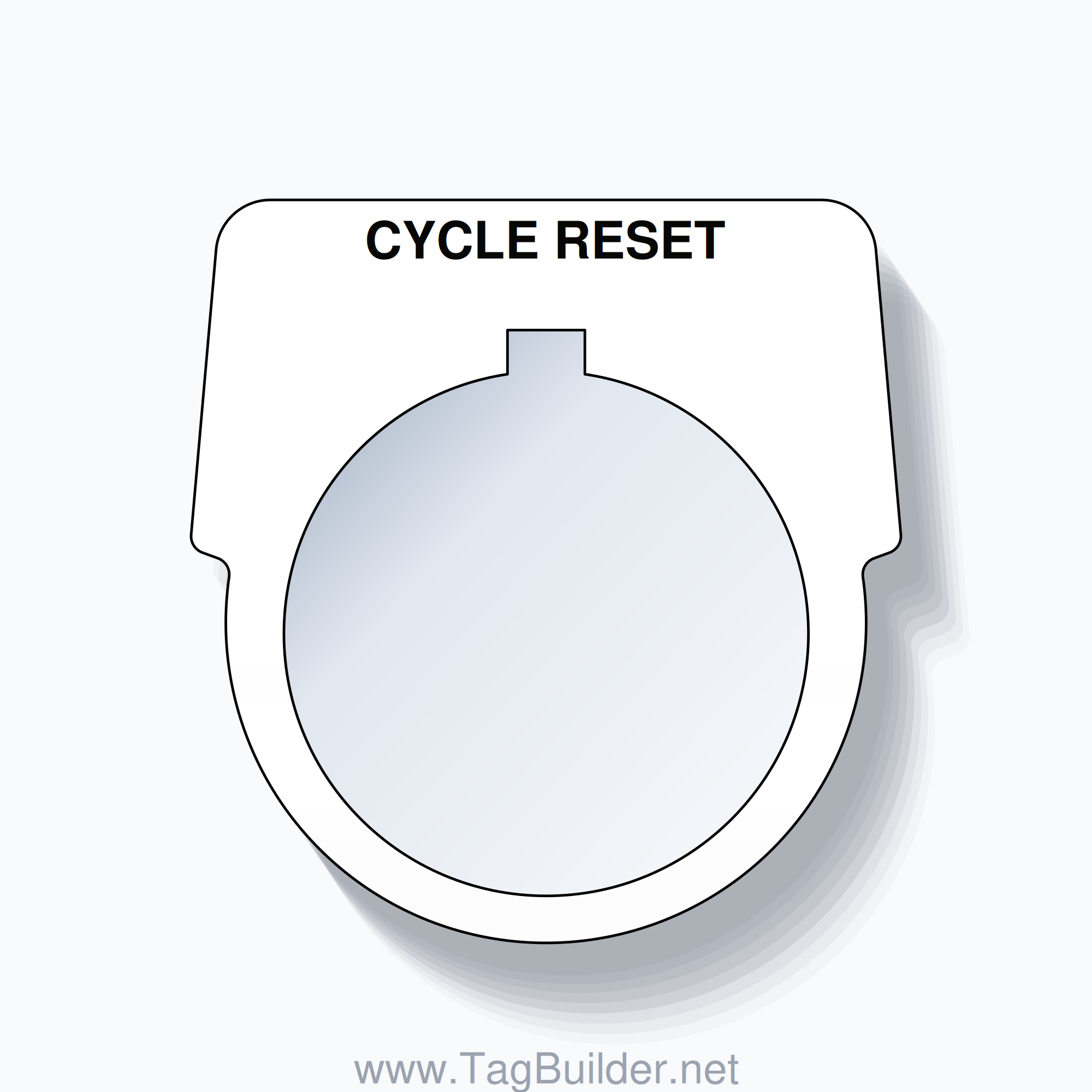30mm Ring Tag – CYCLE RESET, Single-Line Harmony 9001K, Allen-Bradley Compatible, Black on White