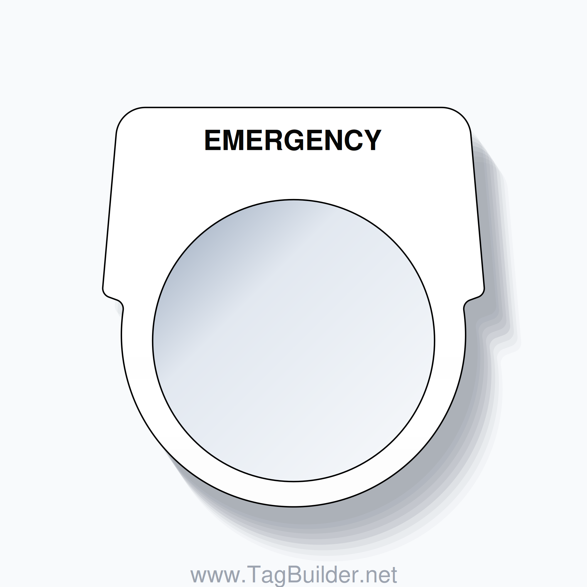 30mm Ring Tag – EMERGENCY, Single-Line Harmony 9001K, Black on White
