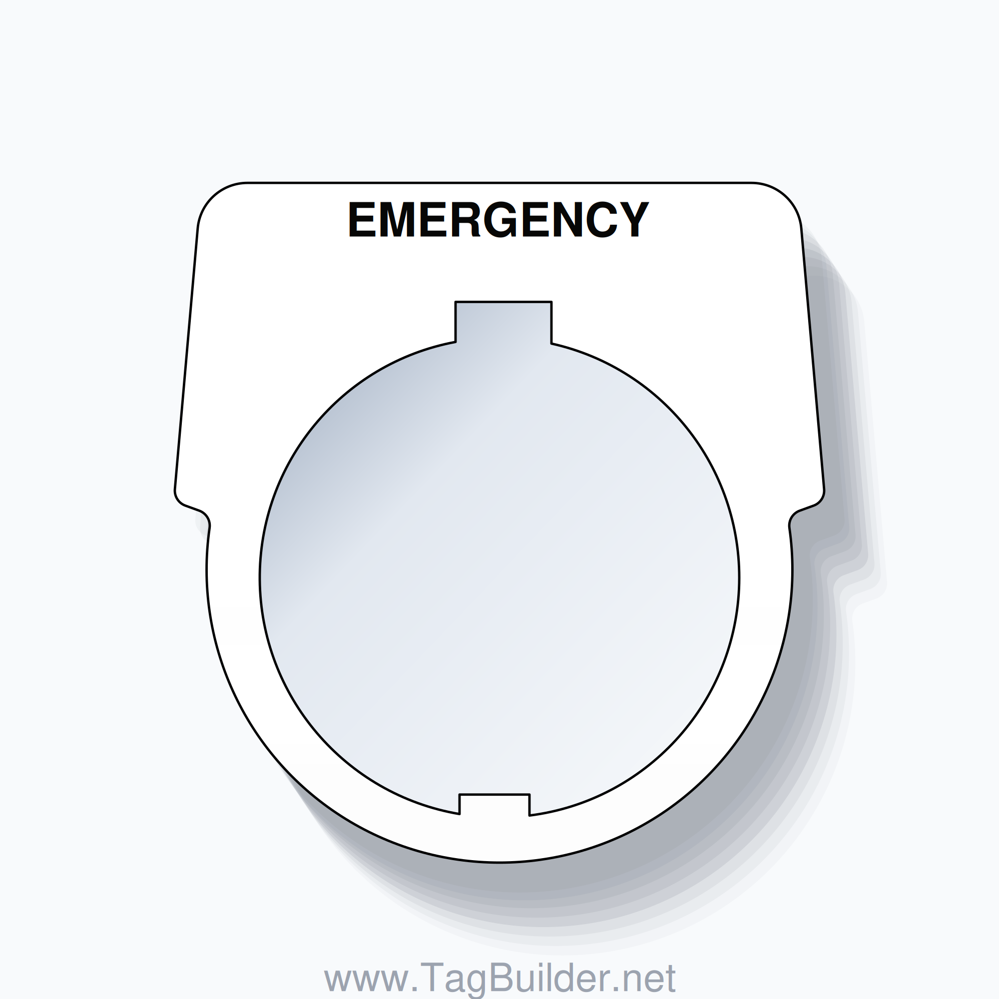 30mm Ring Tag – EMERGENCY, Single-Line Harmony 9001K, Schneider Electric Compatible, Black on White