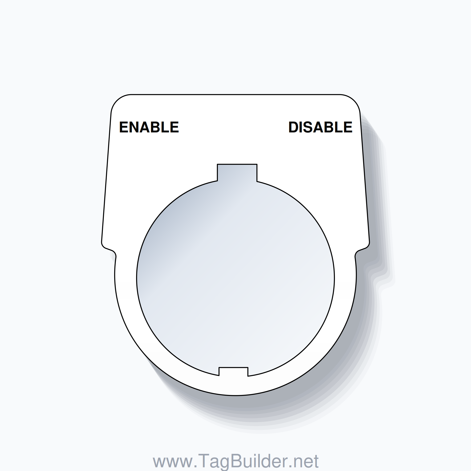30mm Ring Tag – ENABLE DISABLE, Two-Line Harmony 9001K, Schneider Electric Compatible, Black on White