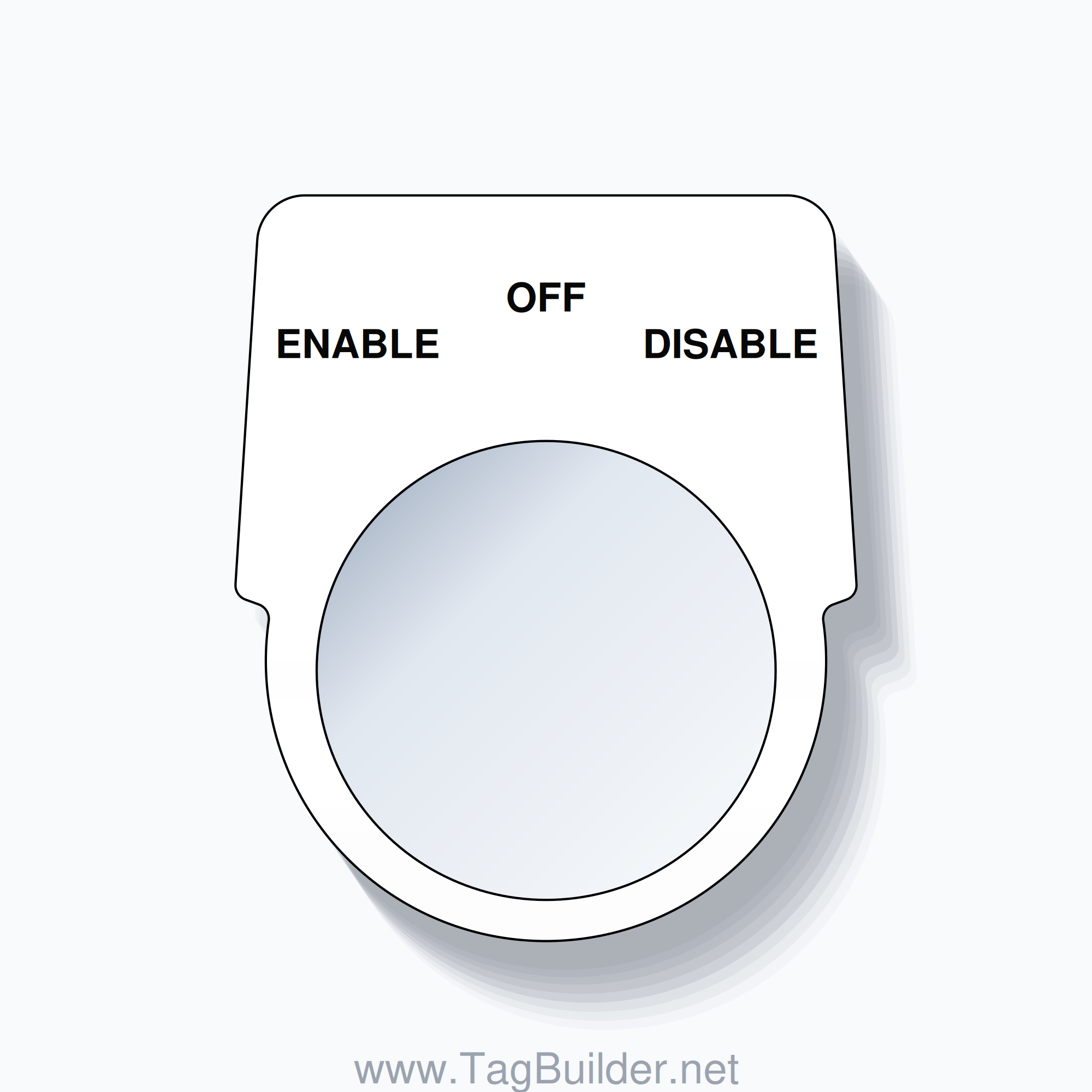 30mm Ring Tag – ENABLE OFF DISABLE, Three-Line Harmony 9001K, Black on White
