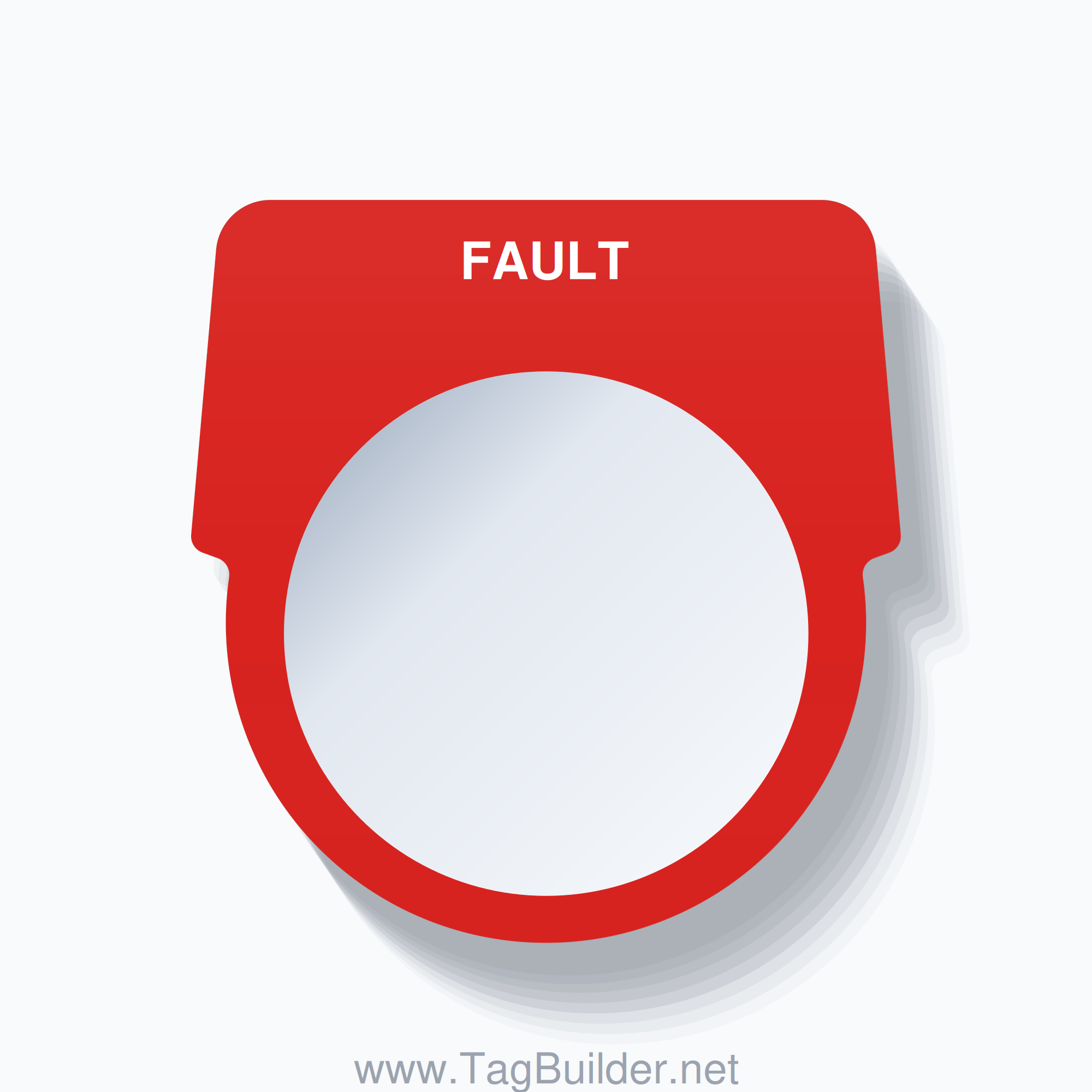 30mm Ring Tag – FAULT, Single-Line Harmony 9001K, White on Red