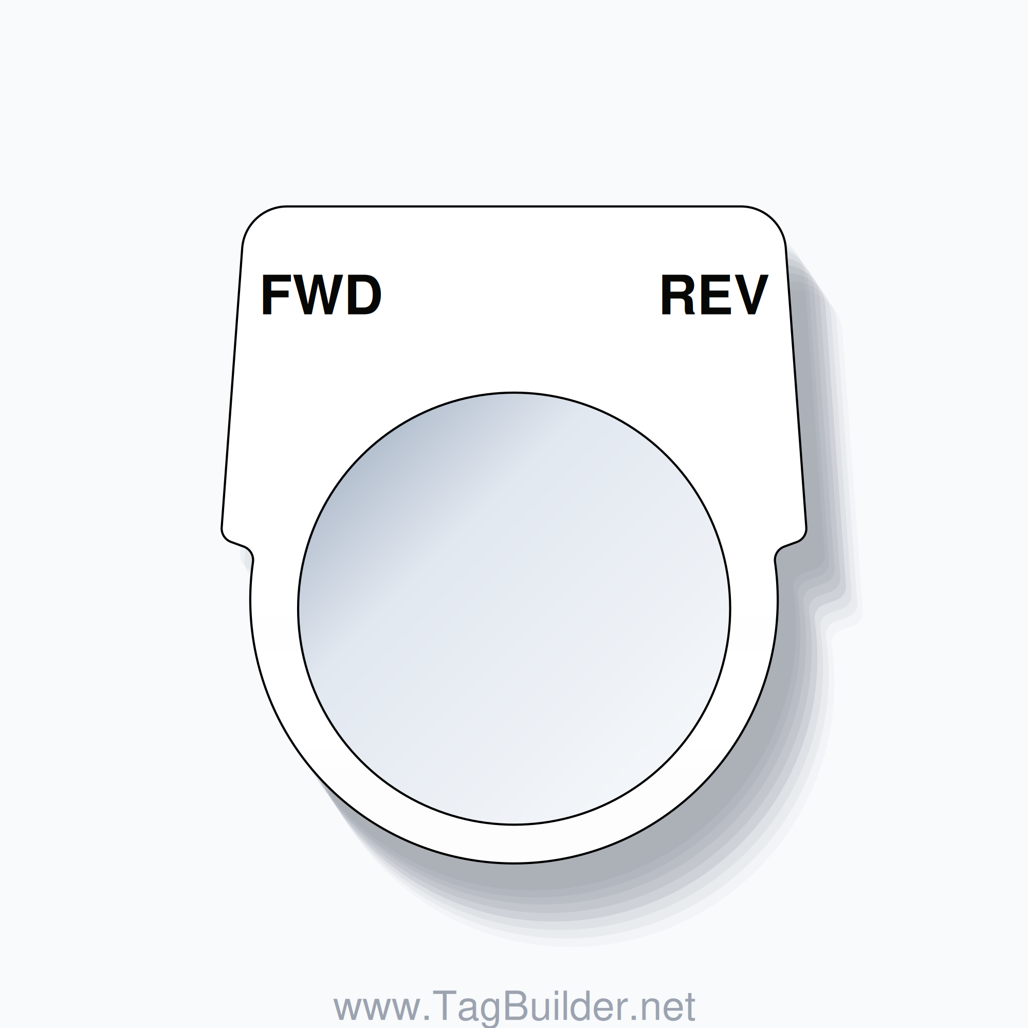 30mm Ring Tag – FWD REV, Two-Line Harmony 9001K, Black on White