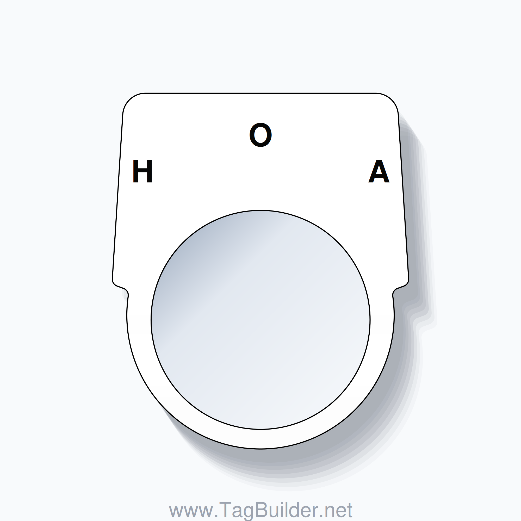 30mm Ring Tag – H O A, Three-Line Harmony 9001K, Black on White