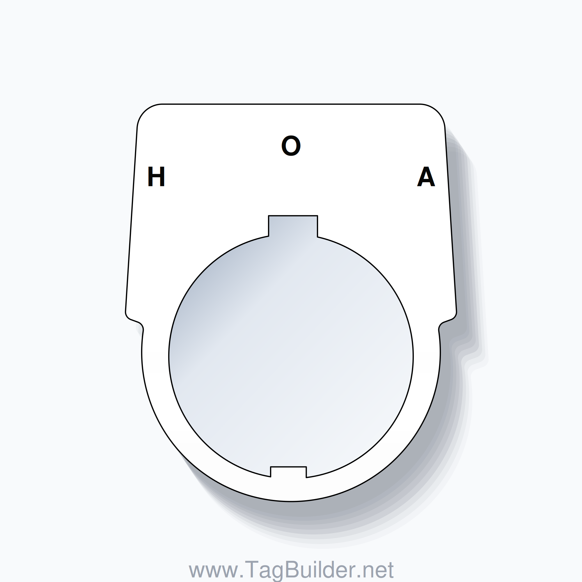 30mm Ring Tag – H O A, Three-Line Harmony 9001K, Schneider Electric Compatible, Black on White