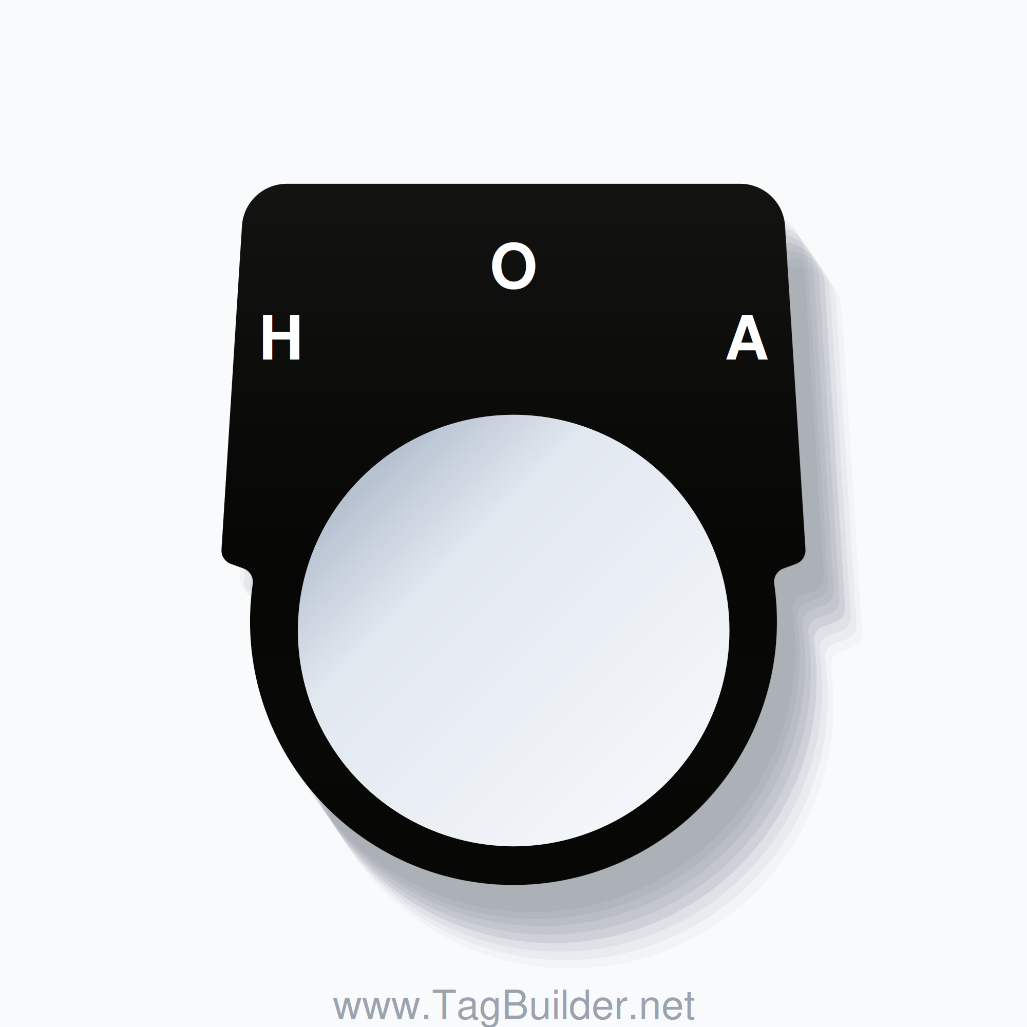 30mm Ring Tag – H O A, Three-Line Harmony 9001K, White on Black
