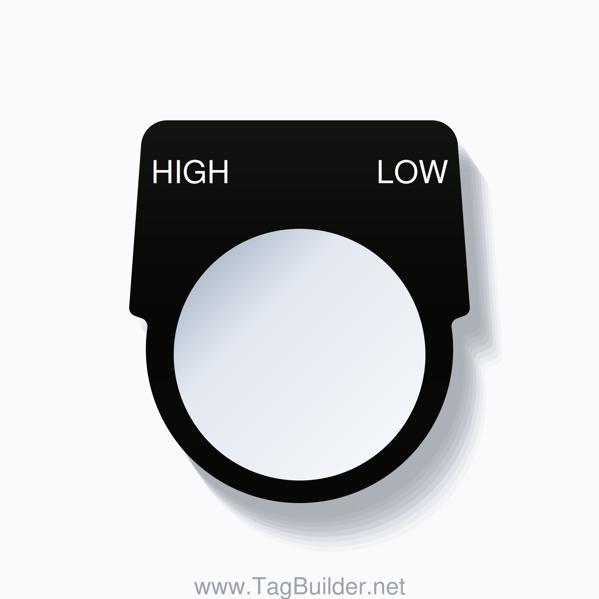 30mm Ring Tag – HIGH LOW, White on Black