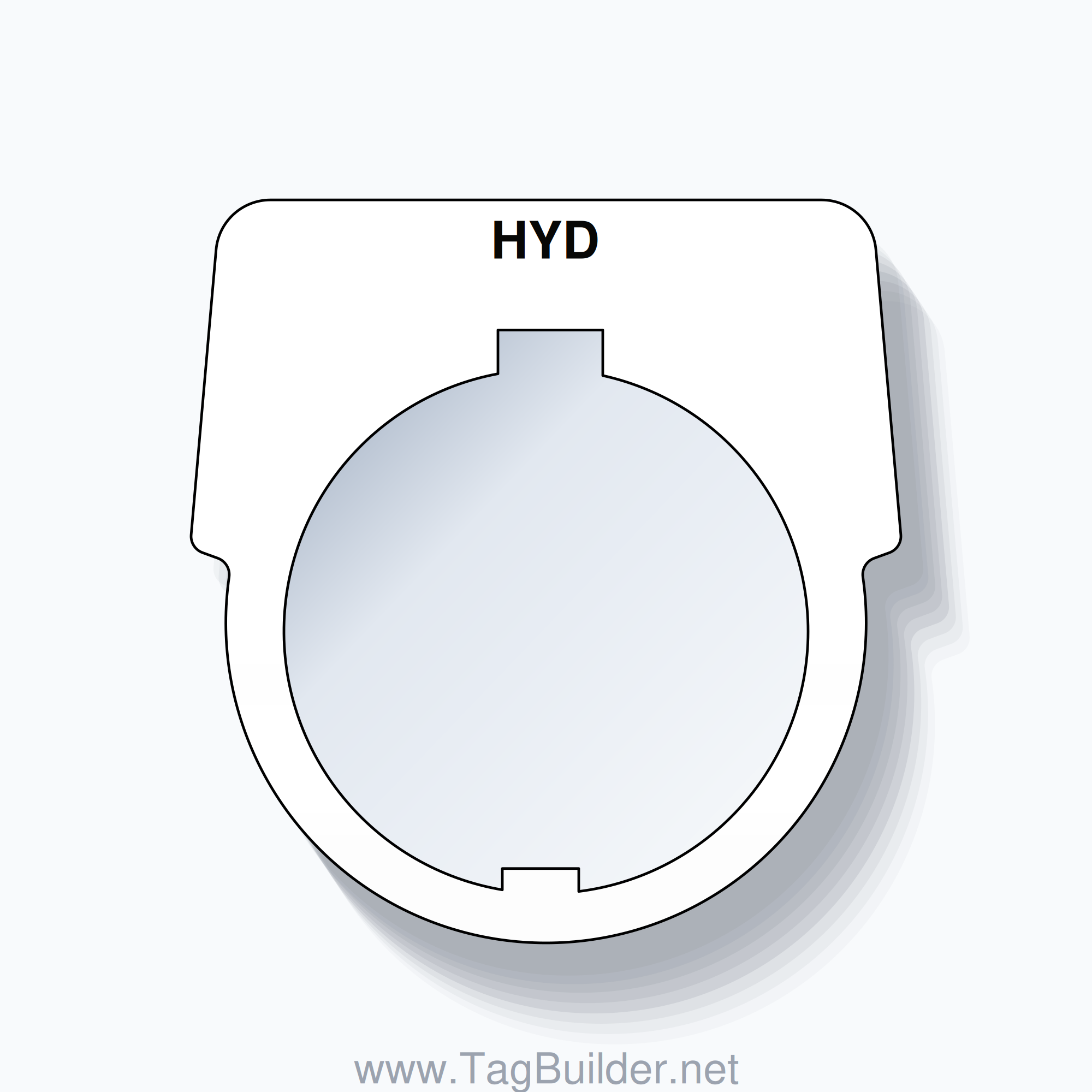 30mm Ring Tag – HYD, Single-Line Harmony 9001K, Schneider Electric Compatible, Black on White