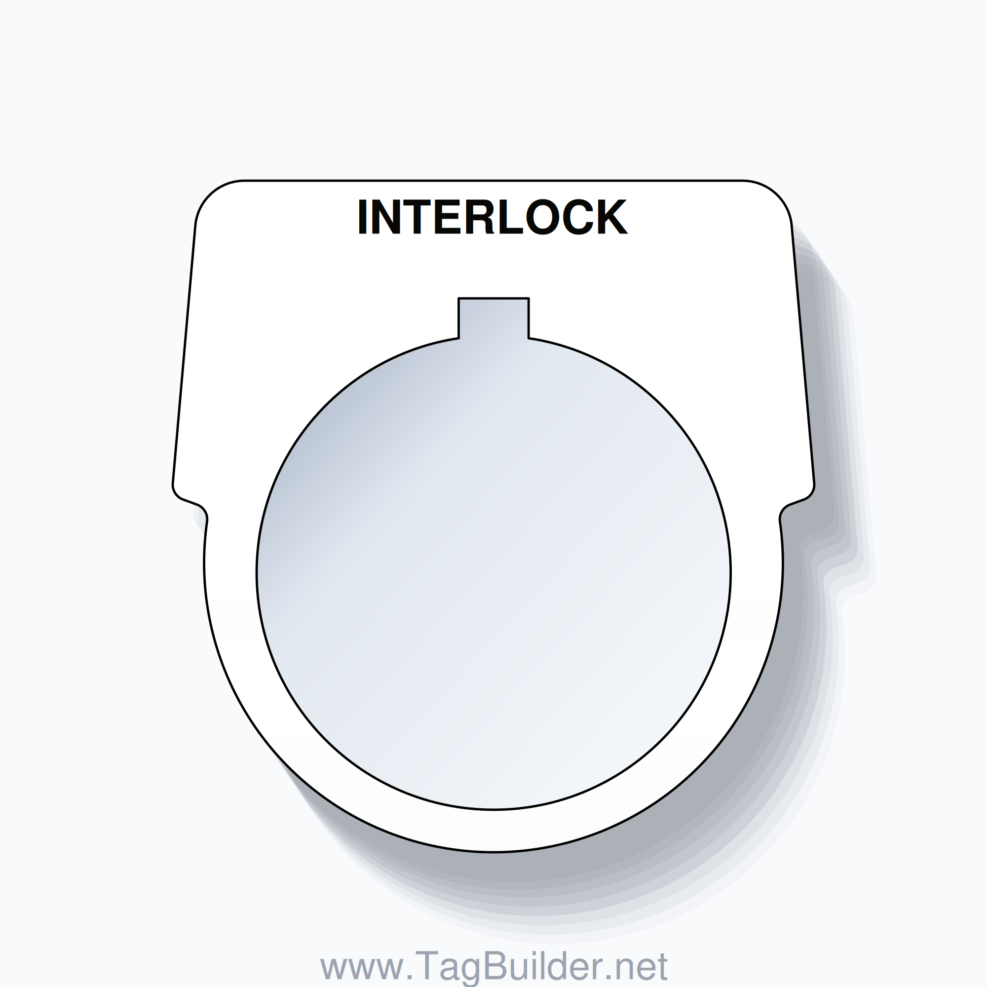 30mm Ring Tag – INTERLOCK, Single-Line Harmony 9001K, Allen-Bradley Compatible, Black on White