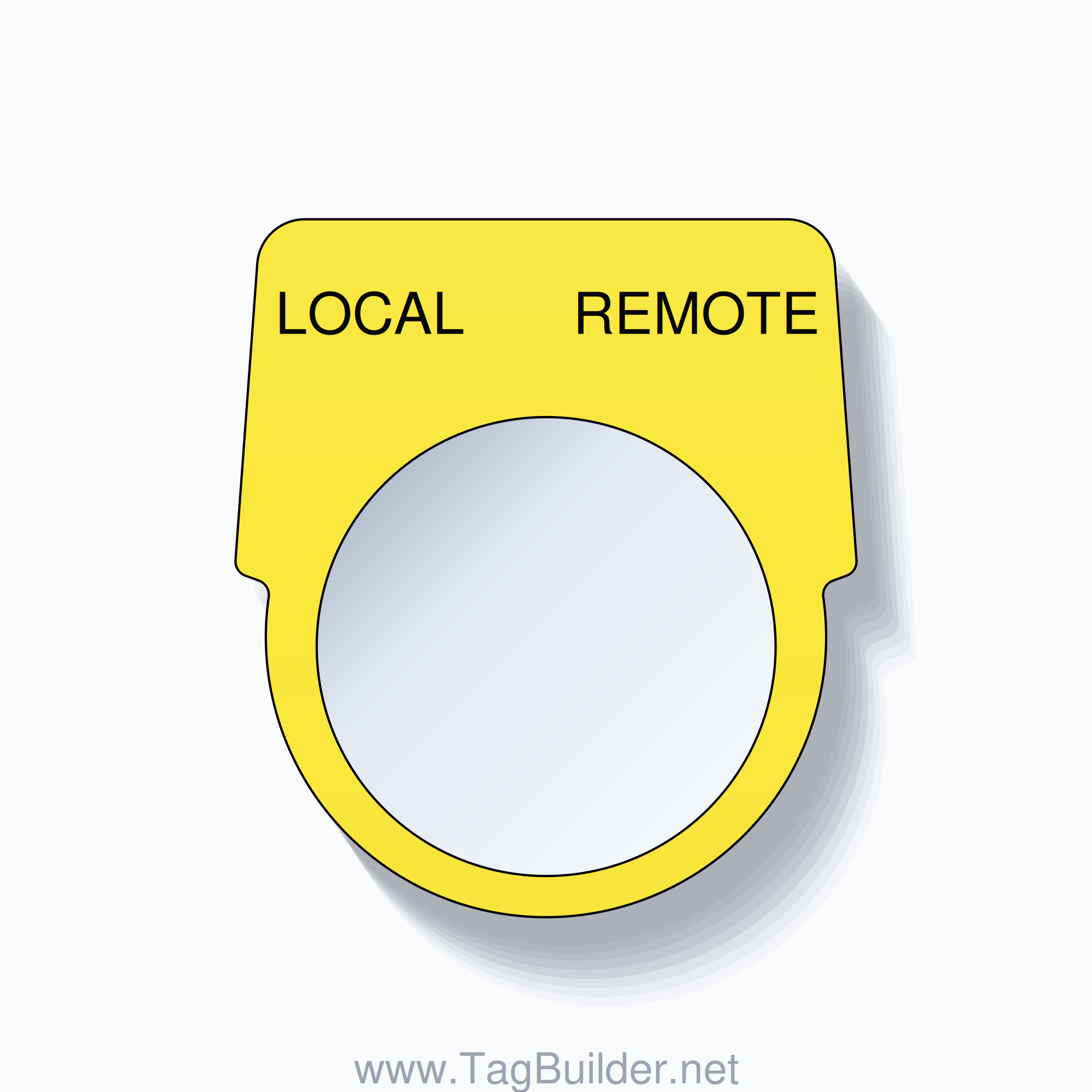 30mm Ring Tag – LOCAL REMOTE, Black on Yellow