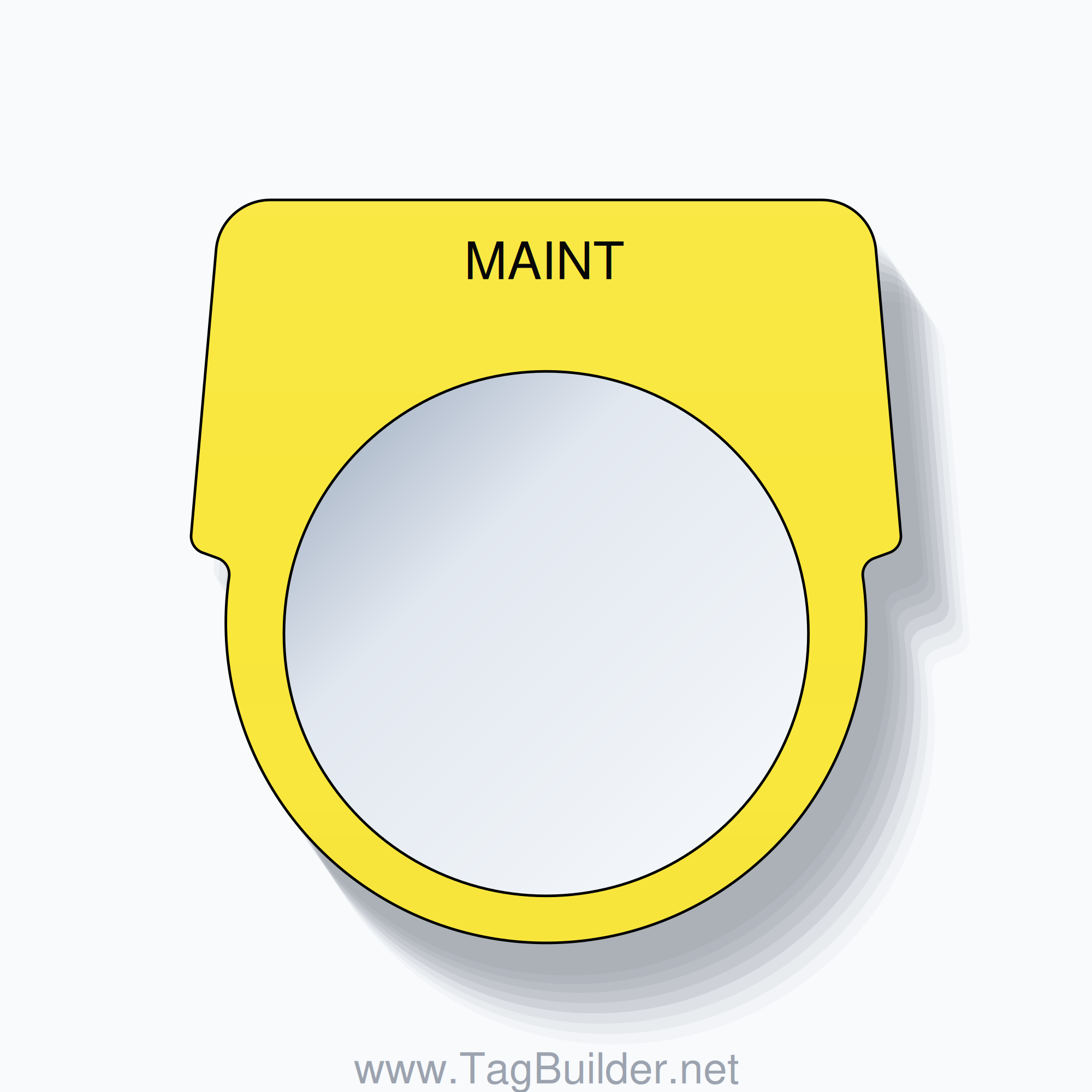 30mm Ring Tag – MAINT, Black on Yellow
