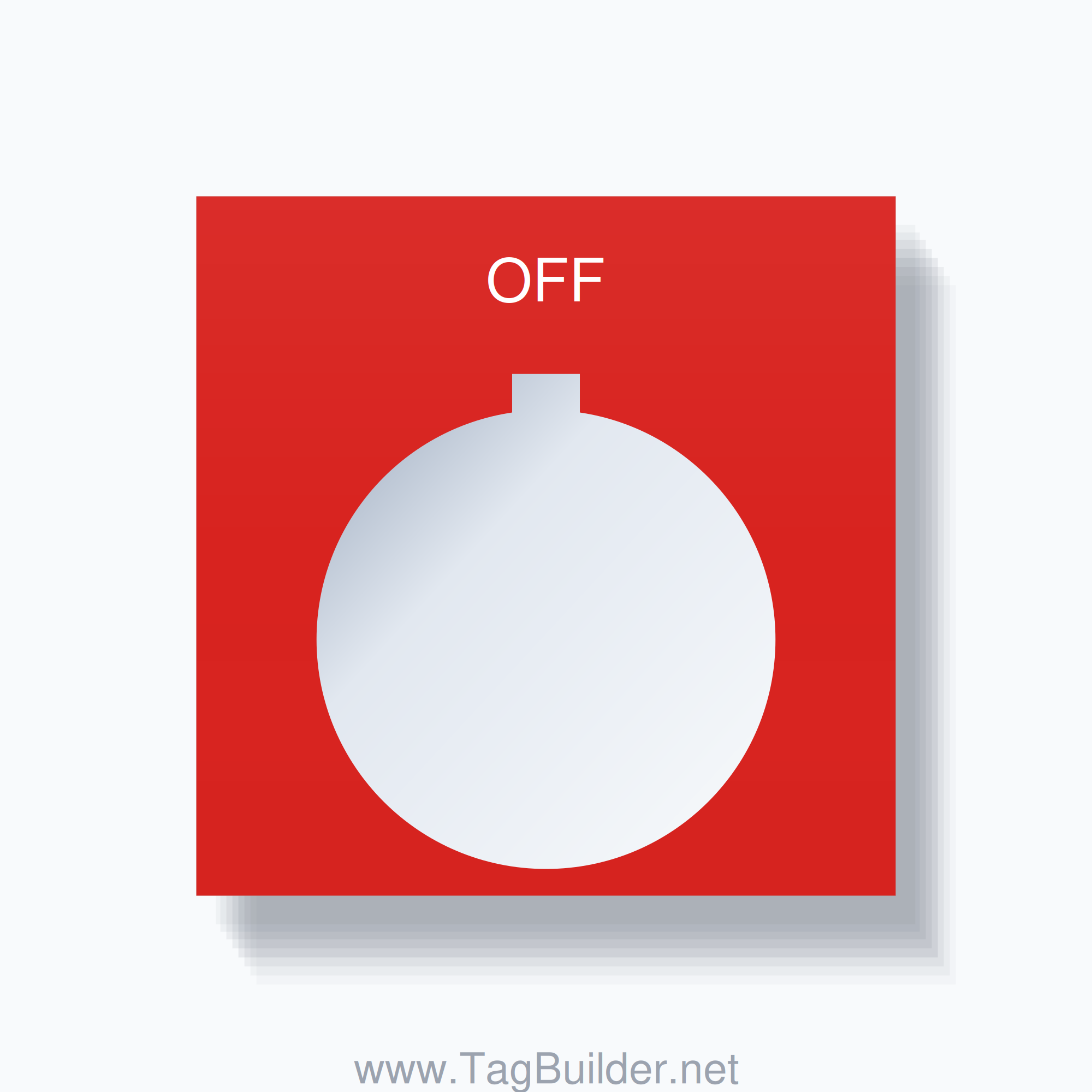 30mm Ring Tag – OFF, Single-Line 800T Square, Allen-Bradley Compatible, White on Red