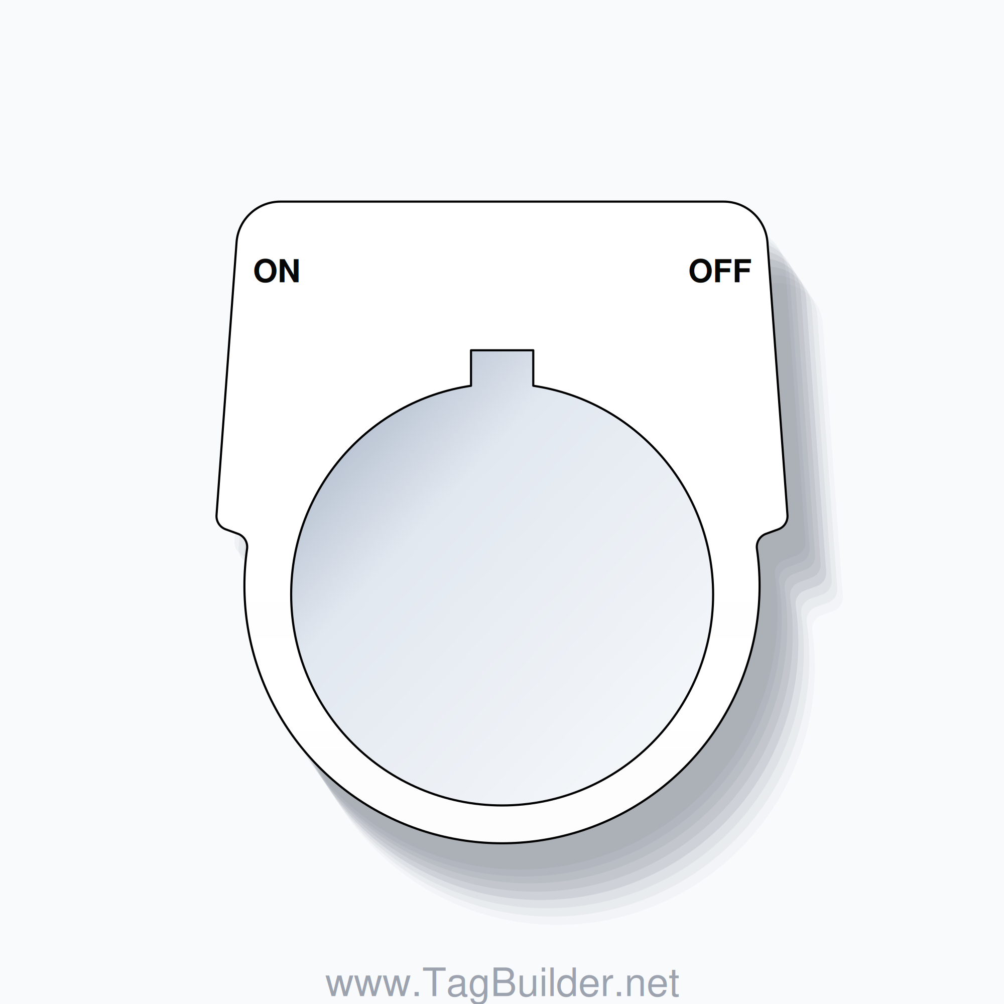 30mm Ring Tag – ON OFF, Two-Line Harmony 9001K, Allen-Bradley Compatible, Black on White