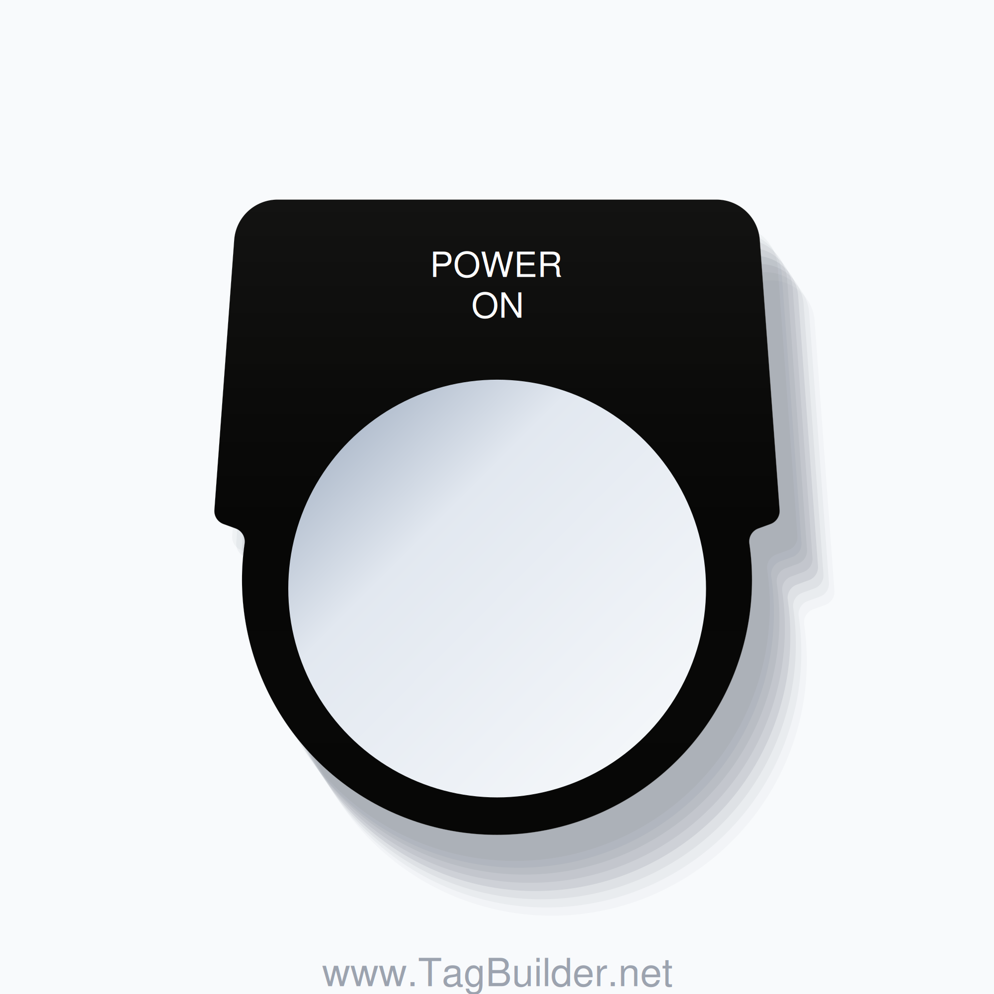 30mm Ring Tag – POWER ON, White on Black
