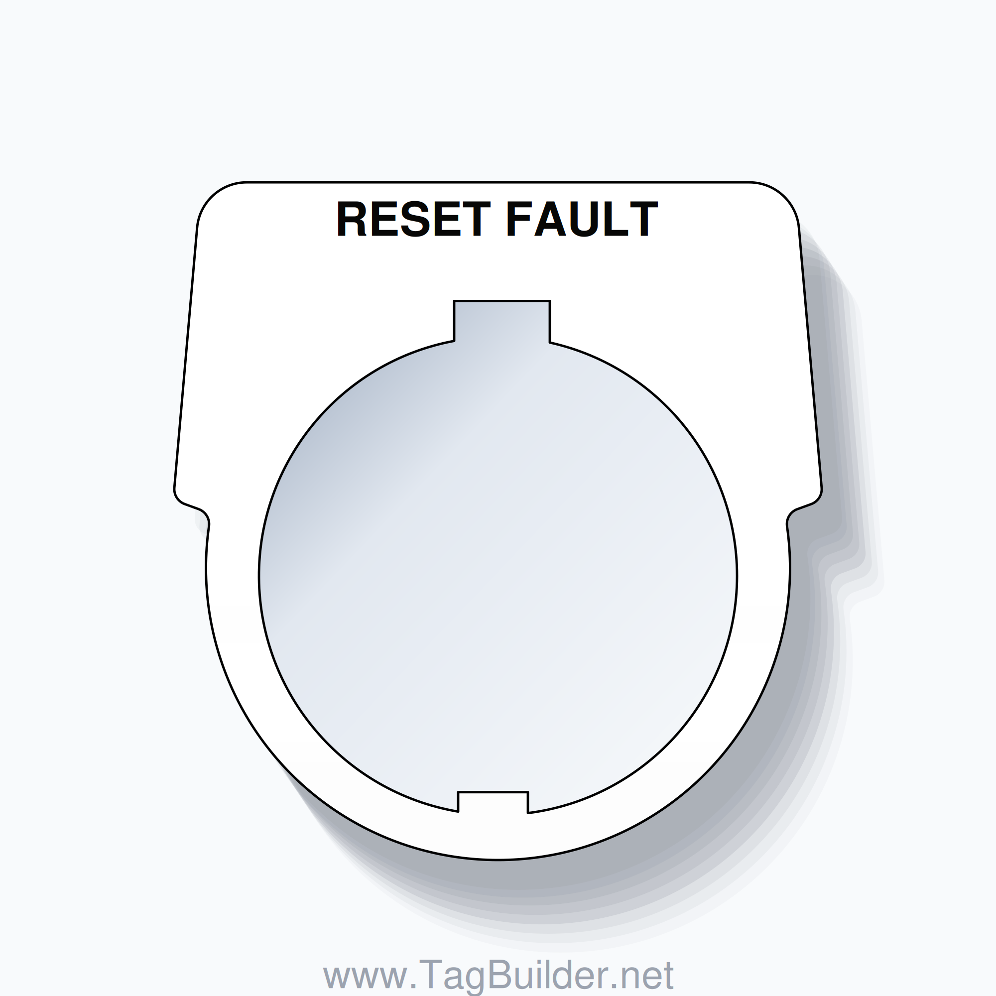 30mm Ring Tag – RESET FAULT, Single-Line Harmony 9001K, Schneider Electric Compatible, Black on White