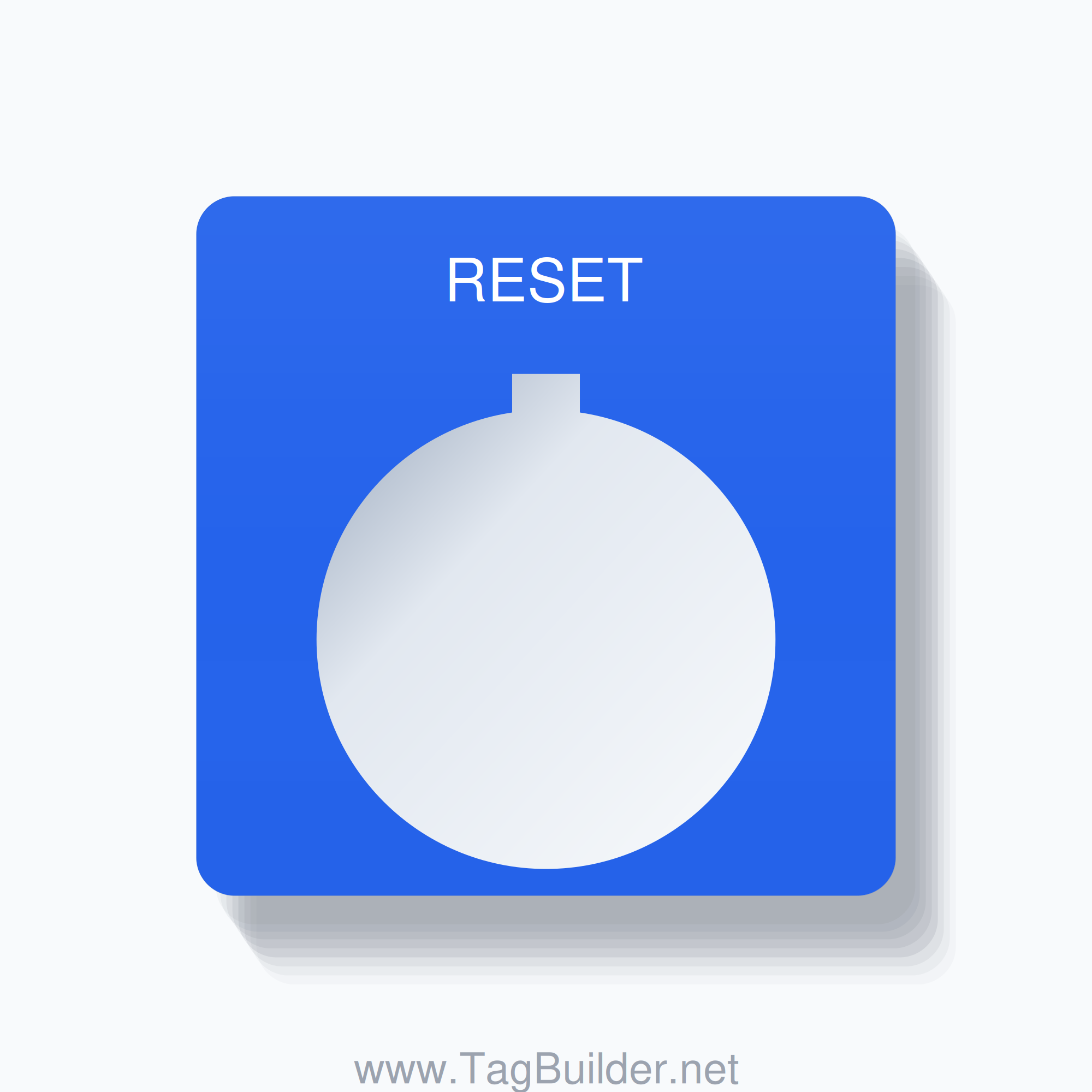 30mm Ring Tag – RESET, Single-Line 800T Rounded, Allen-Bradley Compatible, White on Blue