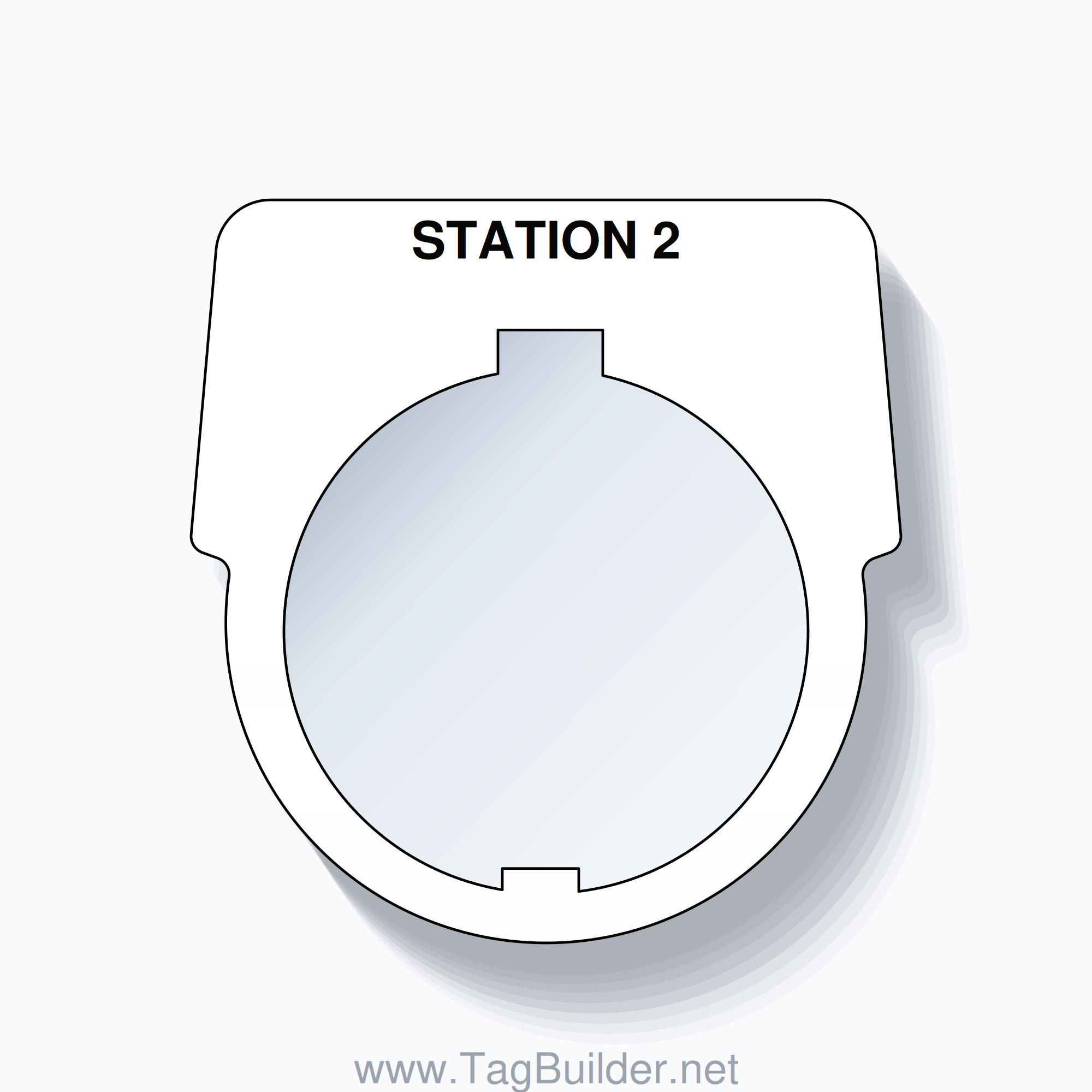 30mm Ring Tag – STATION 2, Single-Line Harmony 9001K, Schneider Electric Compatible, Black on White