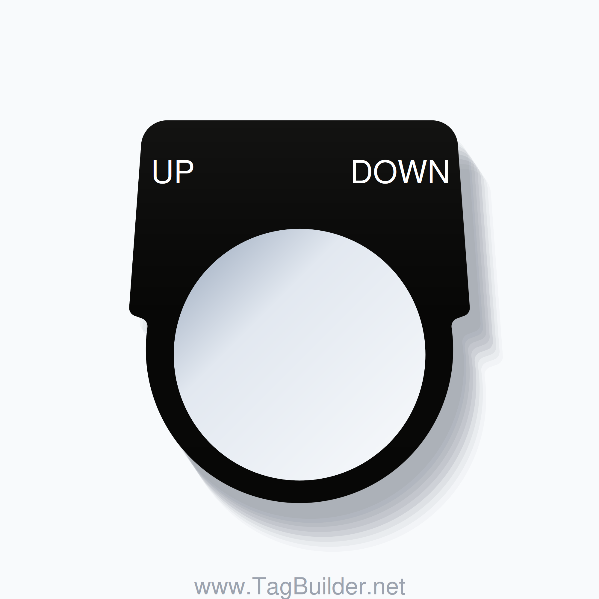 30mm Ring Tag – UP DOWN, White on Black