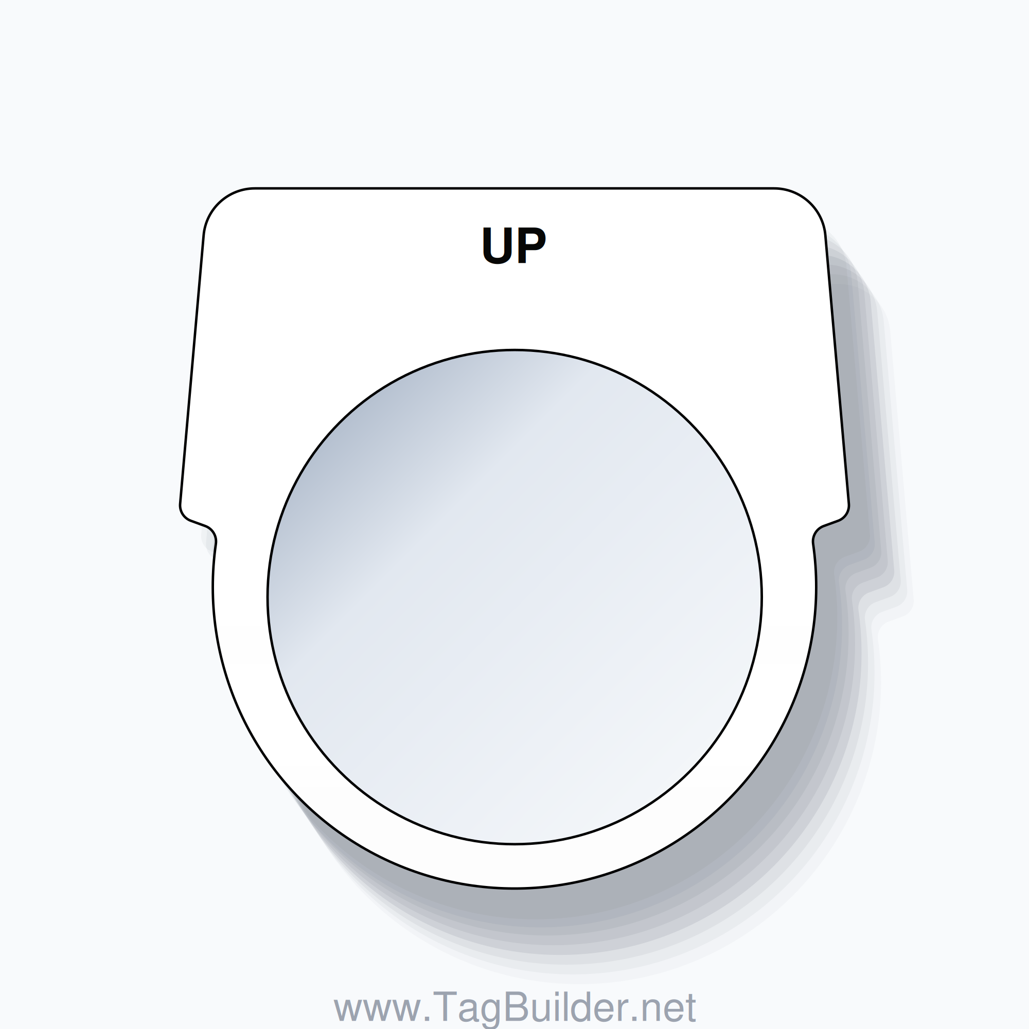 30mm Ring Tag – UP, Single-Line Harmony 9001K, Black on White