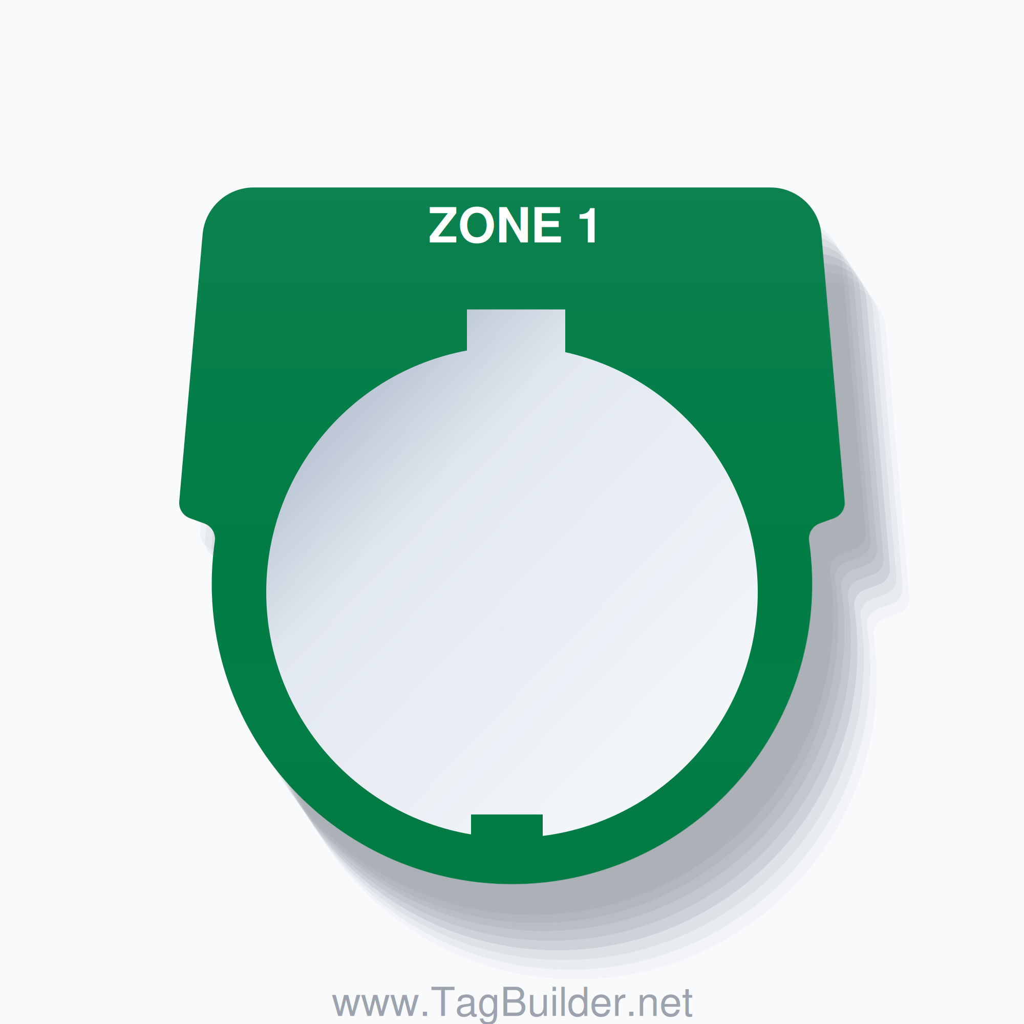 30mm Ring Tag – ZONE 1, Single-Line Harmony 9001K, Schneider Electric Compatible, White on Green