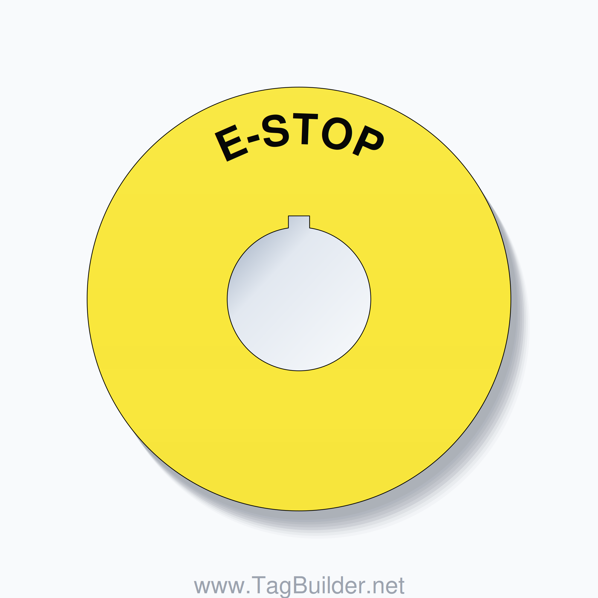 E-STOP Arc Circle 90mm - 30mm Rockwell Yellow