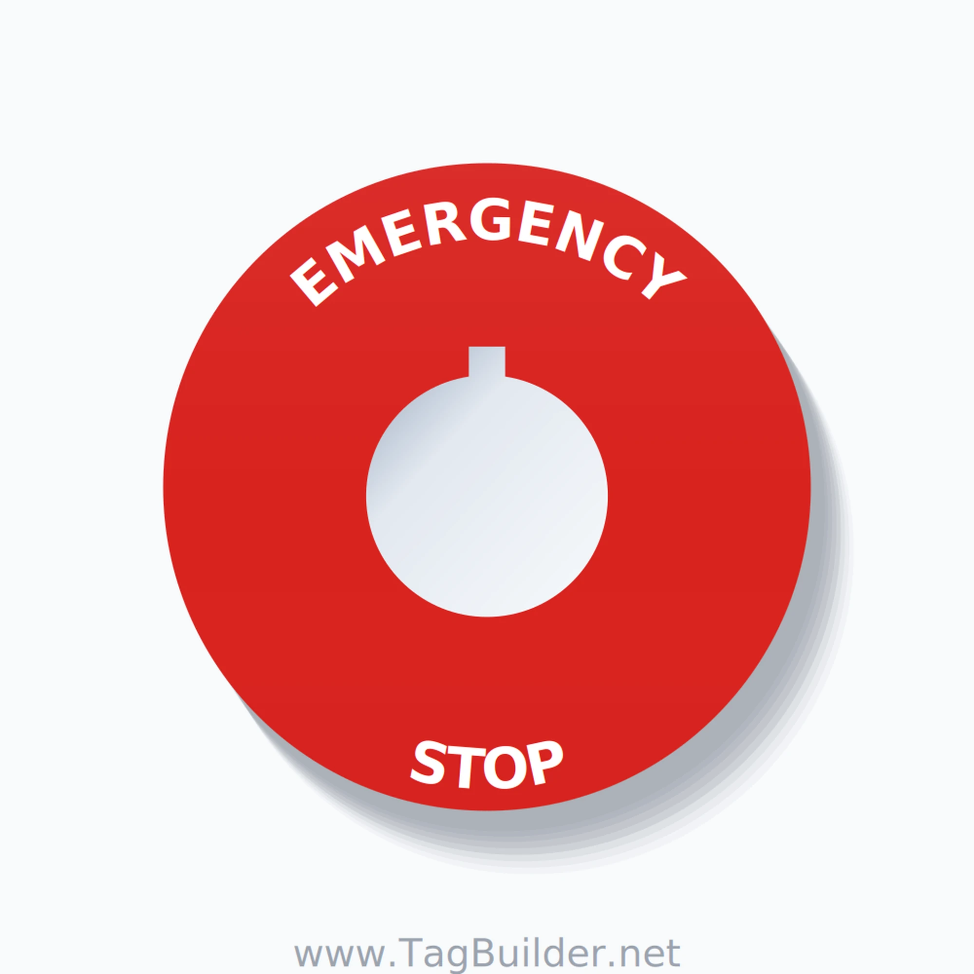 EMERGENCY STOP Arc Circle 60mm - 22mm Rockwell Red