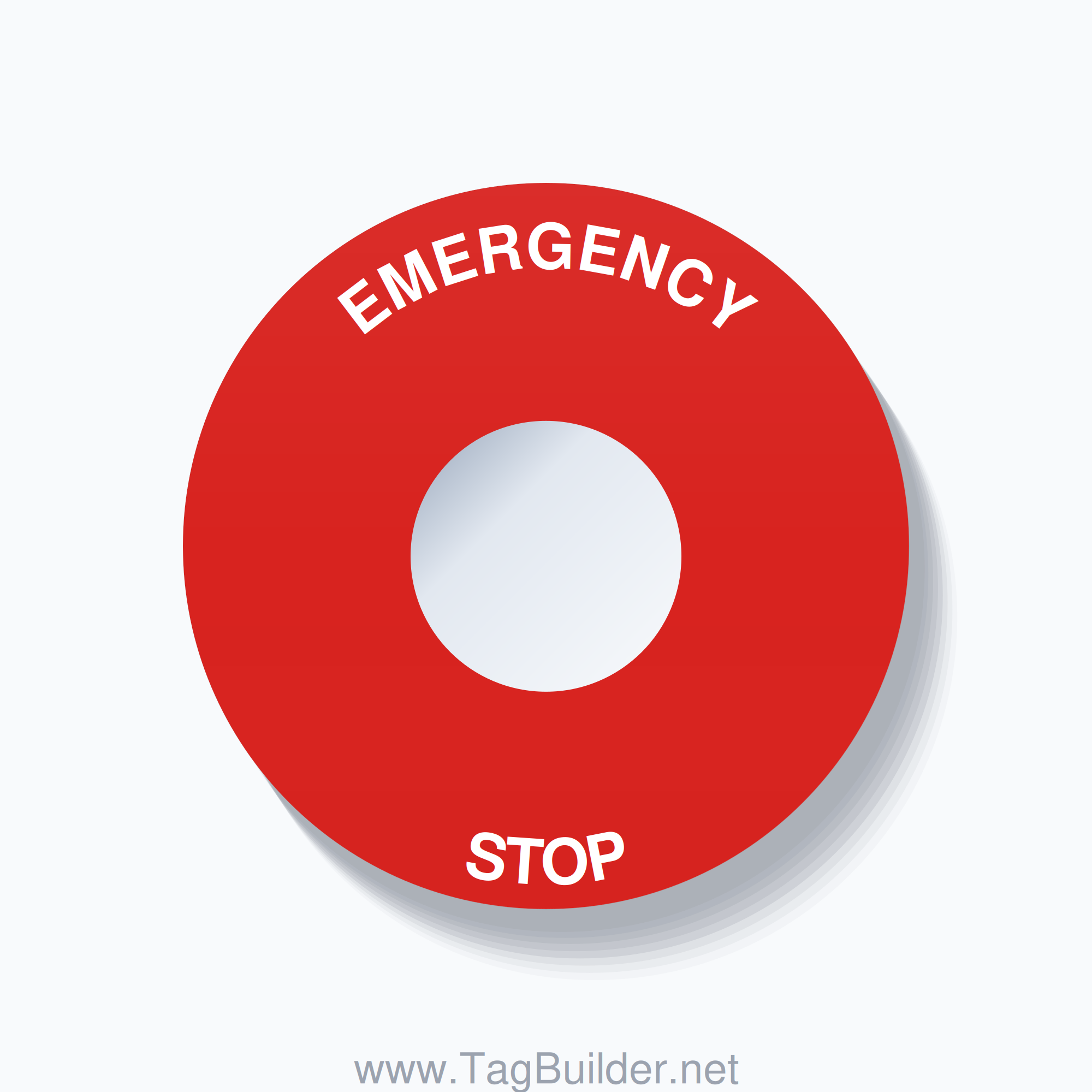 EMERGENCY STOP Arc Circle 60mm - 22mm Standard Red
