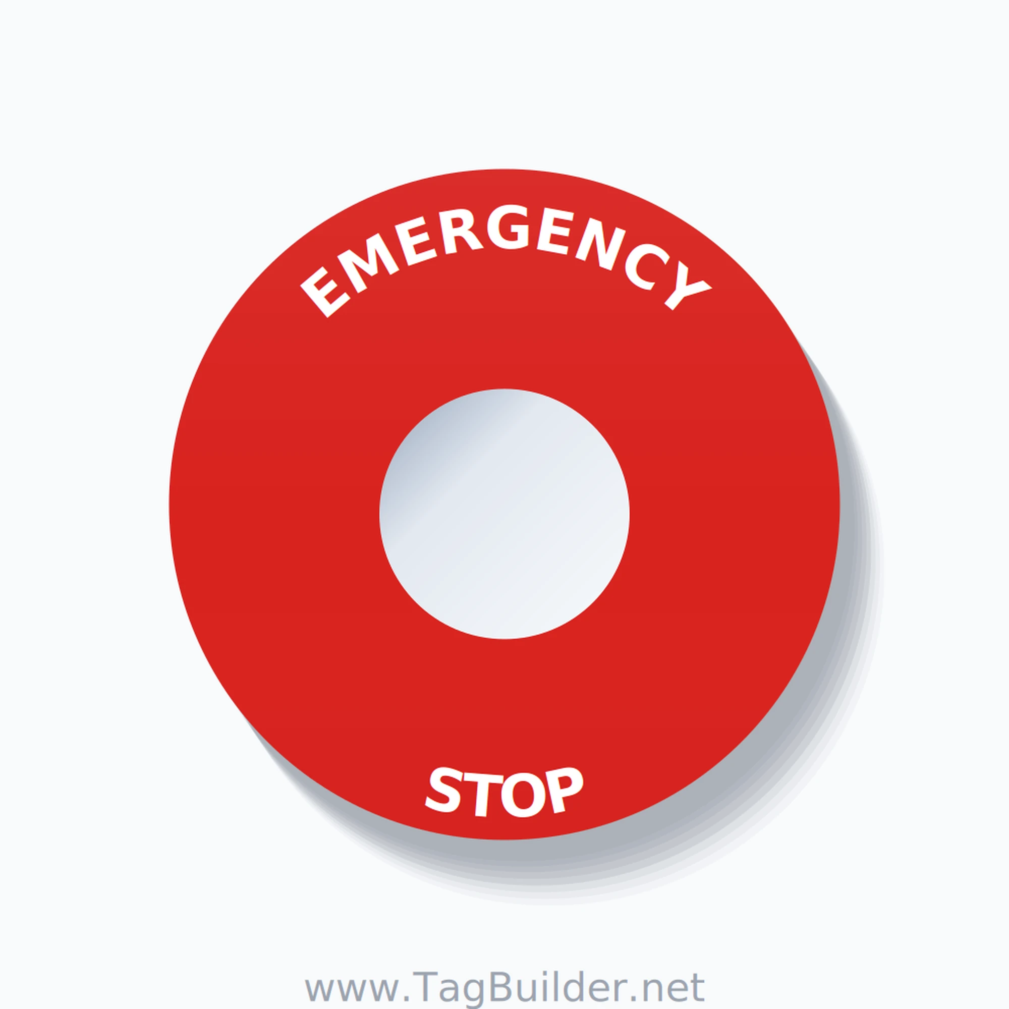 EMERGENCY STOP Arc Circle 60mm - 22mm Standard Red