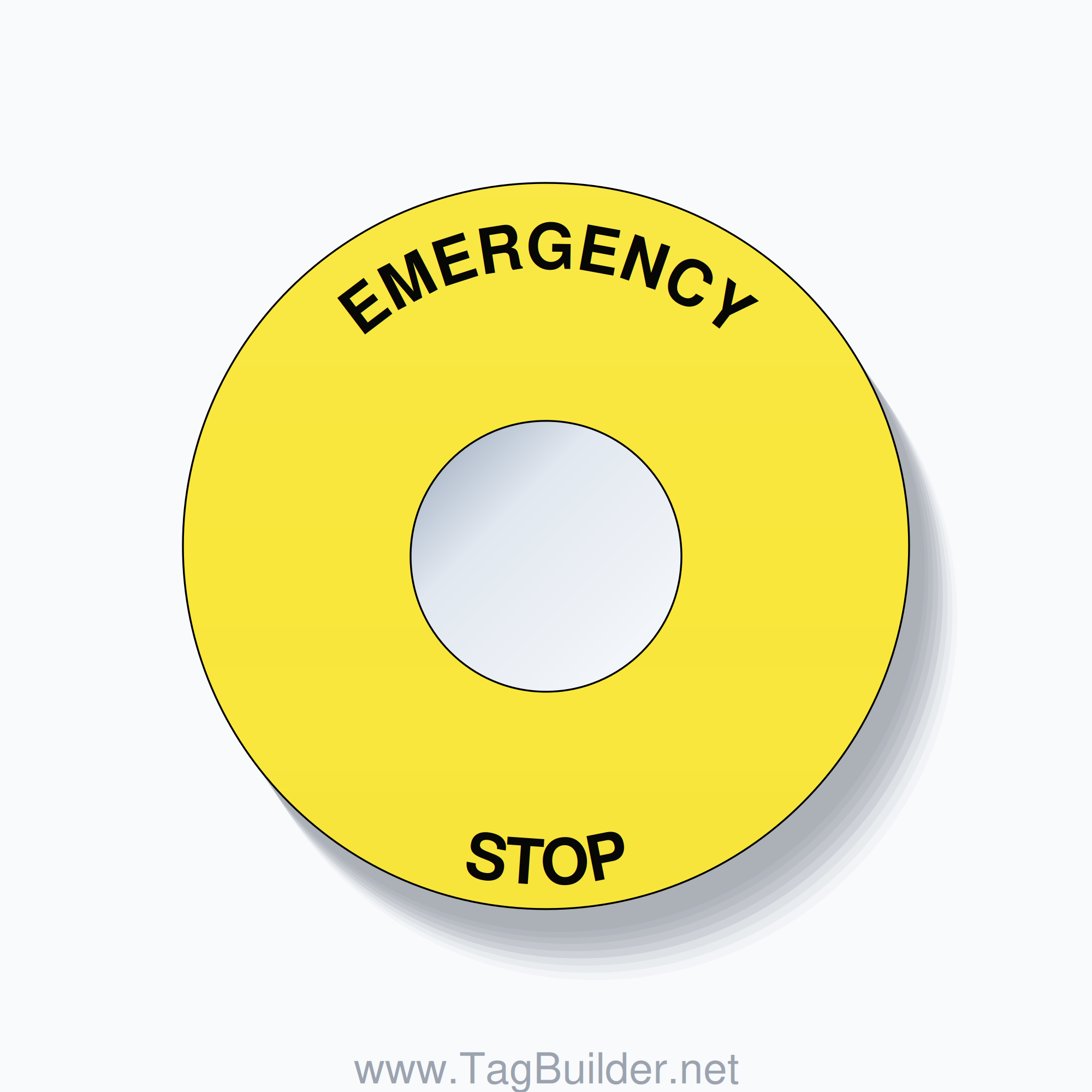 EMERGENCY STOP Arc Circle 60mm - 22mm Standard Yellow
