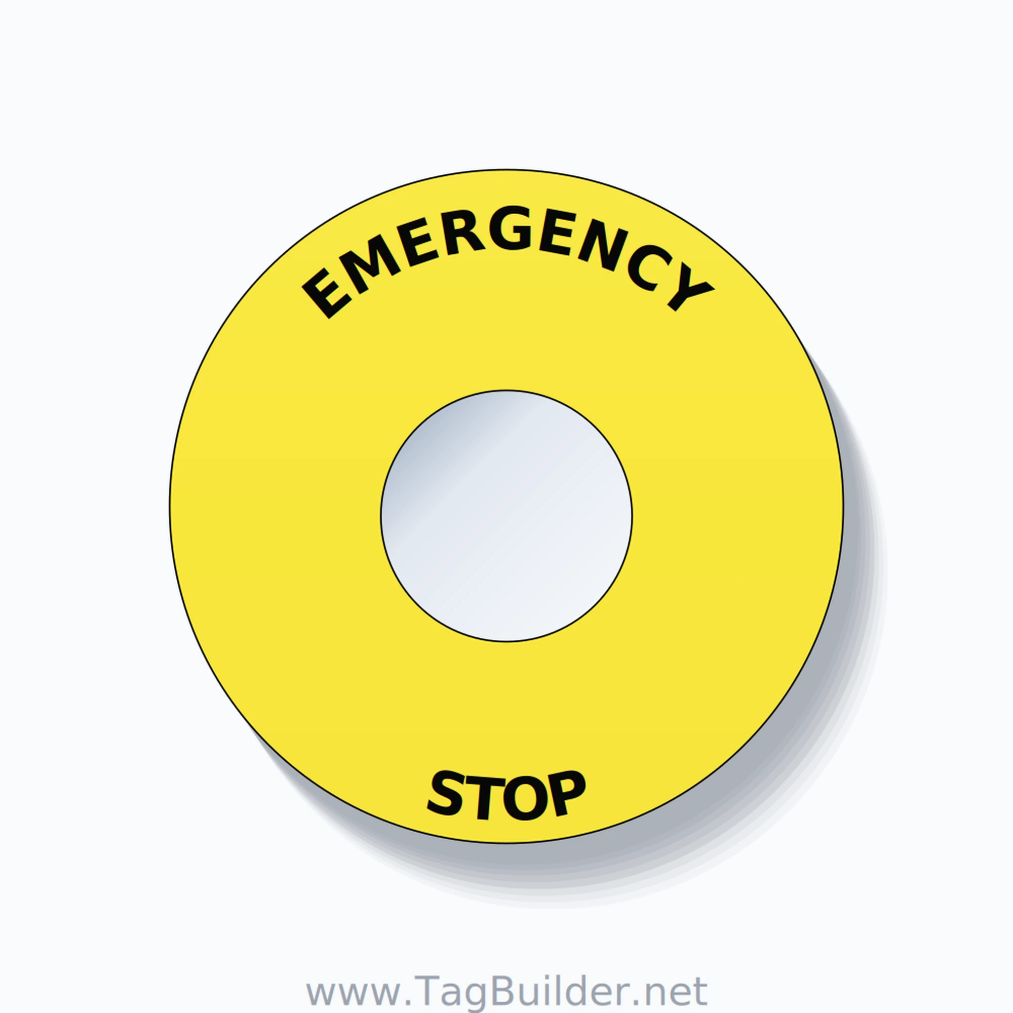 EMERGENCY STOP Arc Circle 60mm - 22mm Standard Yellow