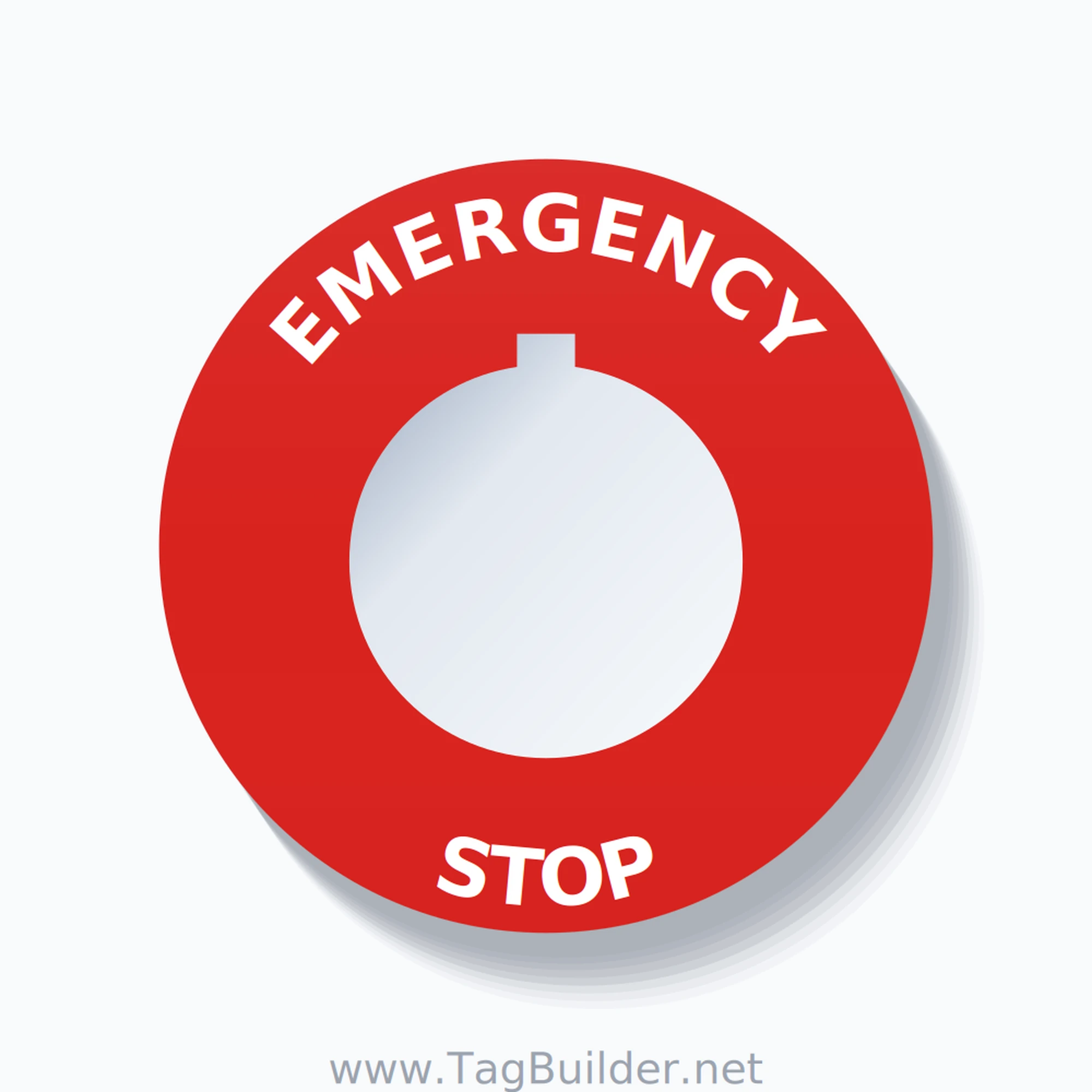 EMERGENCY STOP Arc Circle 60mm - 30mm Rockwell Red