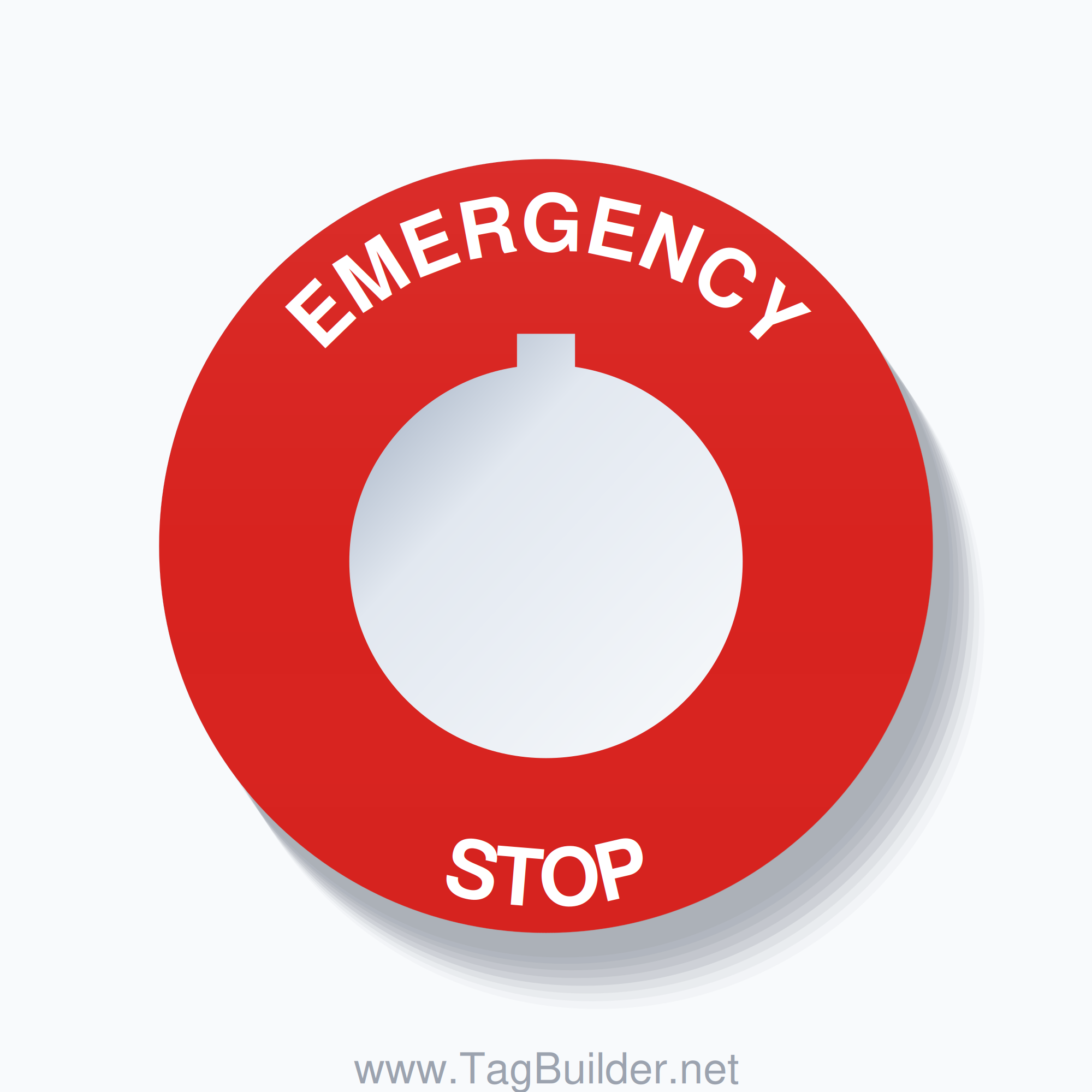 EMERGENCY STOP Arc Circle 60mm - 30mm Rockwell Red