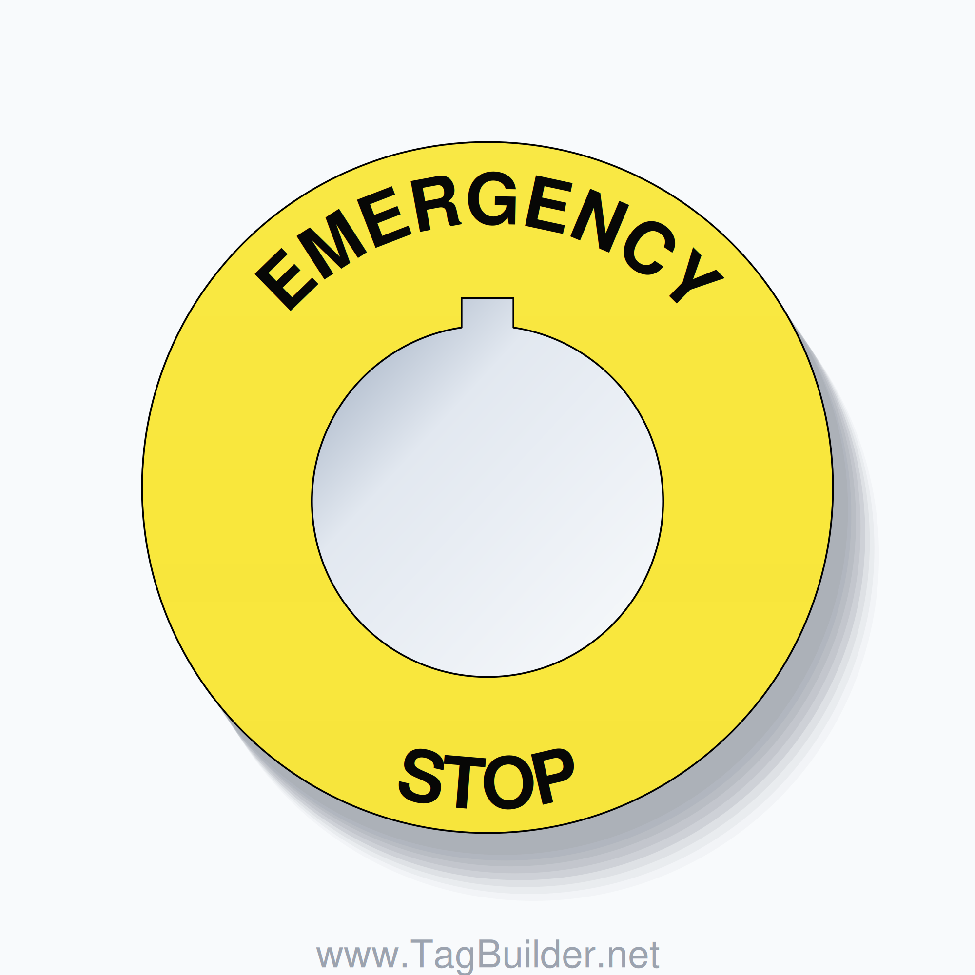 EMERGENCY STOP Arc Circle 60mm - 30mm Rockwell Yellow