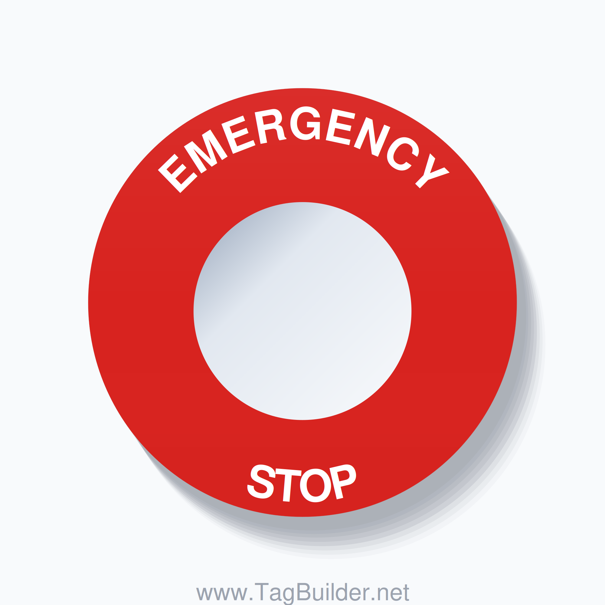 EMERGENCY STOP Arc Circle 60mm - 30mm Standard Red