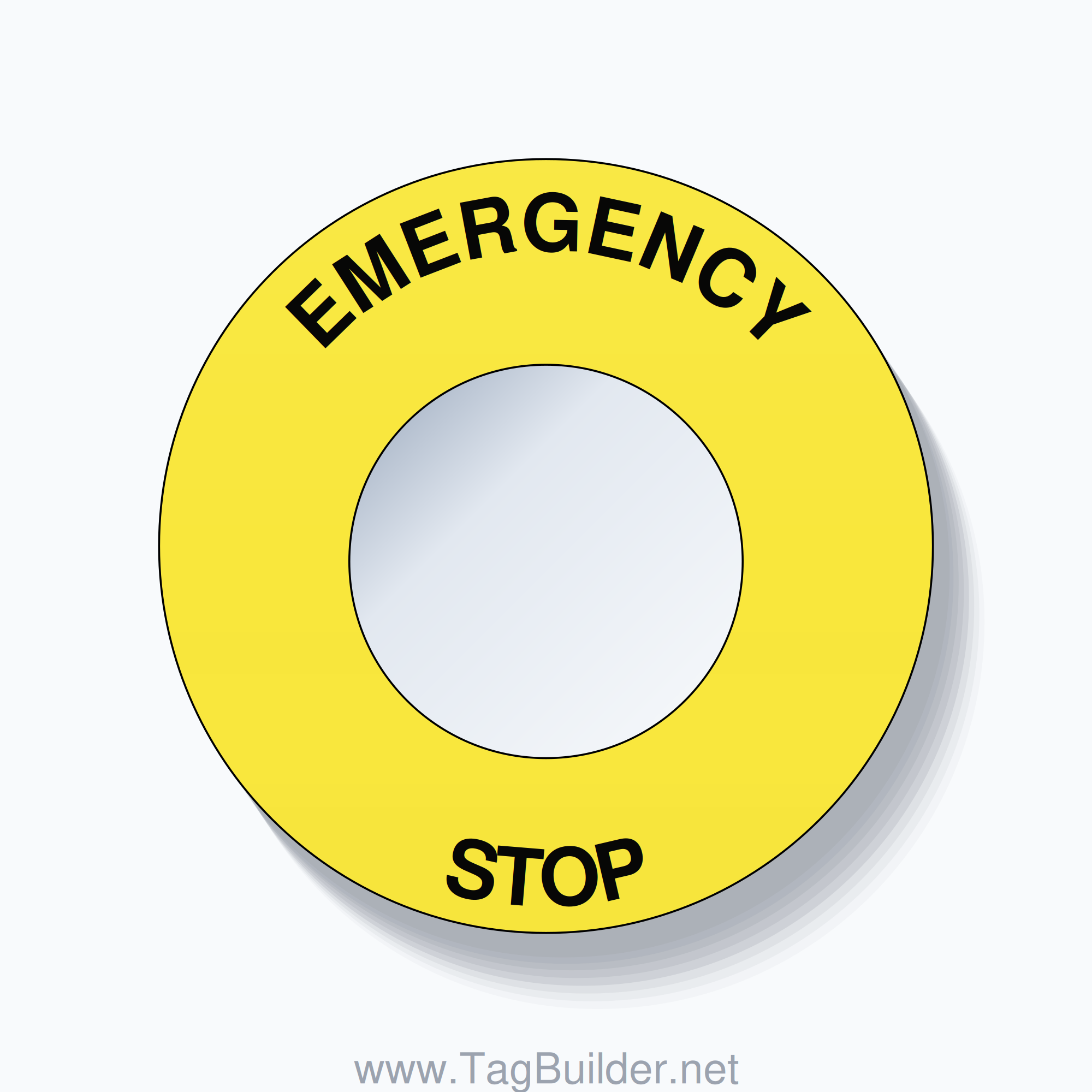 EMERGENCY STOP Arc Circle 60mm - 30mm Standard Yellow