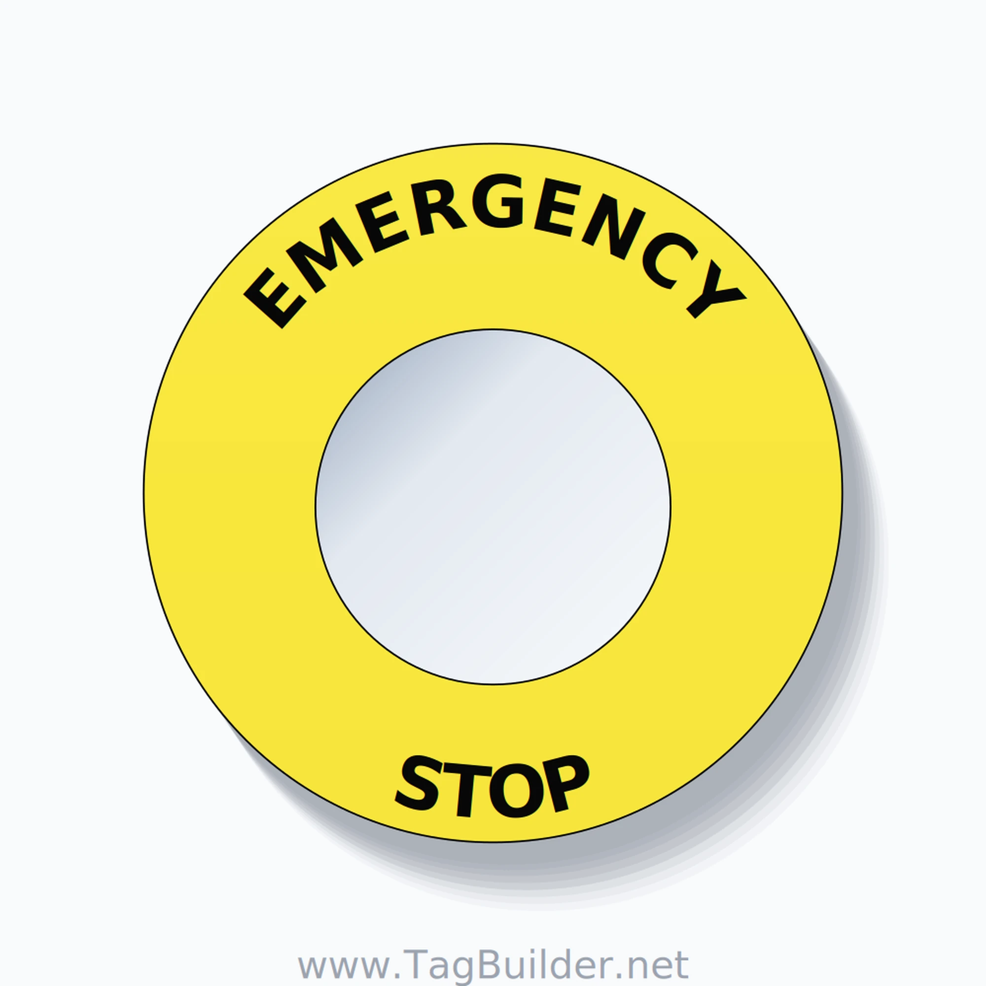 EMERGENCY STOP Arc Circle 60mm - 30mm Standard Yellow