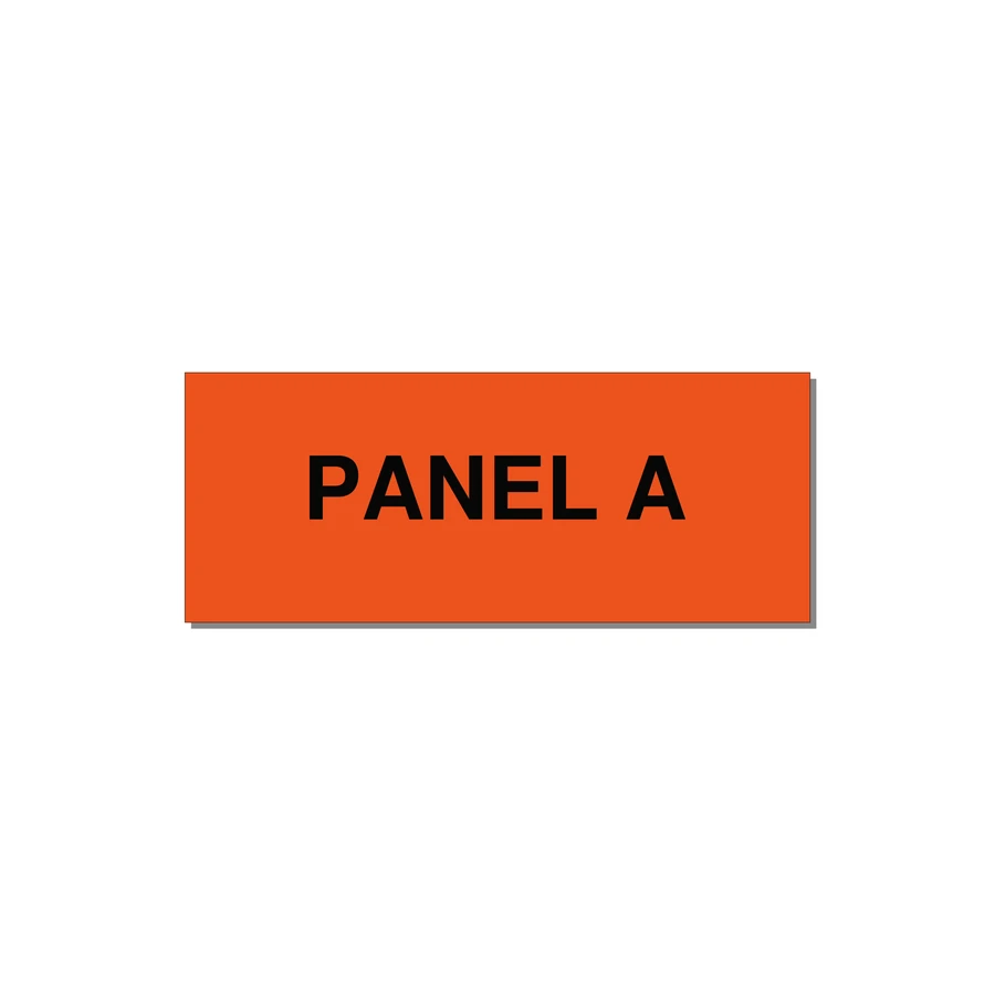2.5x1.0" Panel Identification Label - PANEL A — 2.5x1" Black on Orange, Adhesive