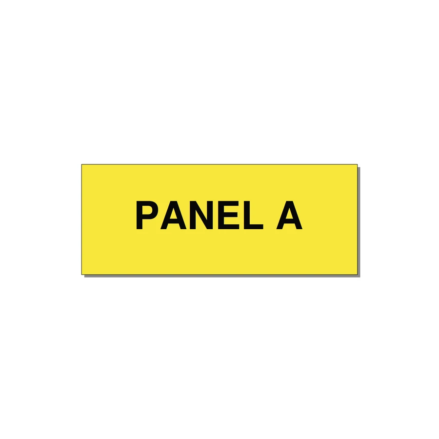 2.5x1.0" Panel Identification Label - PANEL A — 2.5x1" Black on Yellow, Adhesive