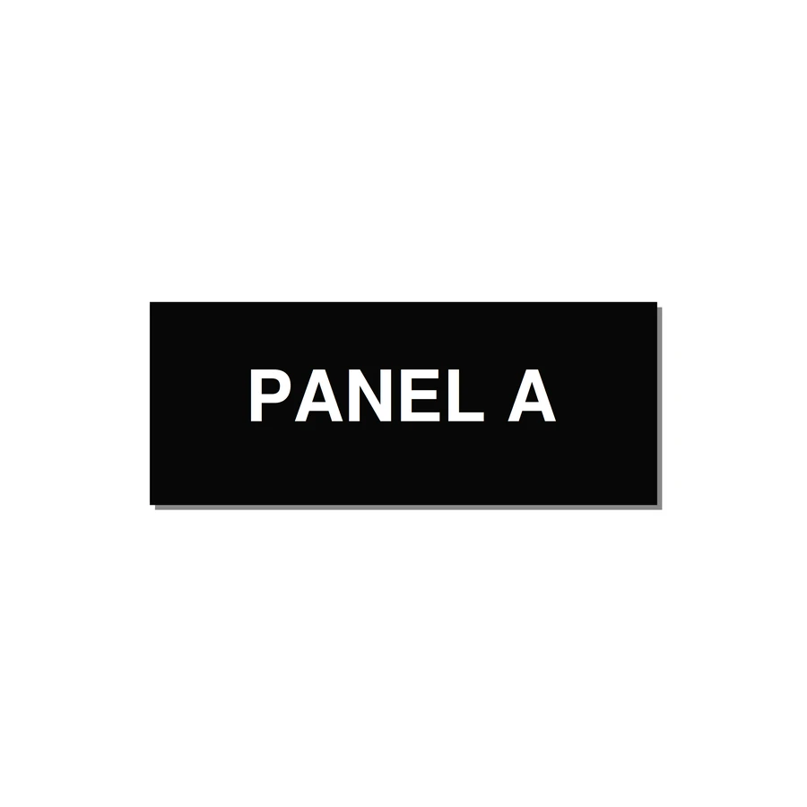 2.5x1.0" Panel Identification Label - PANEL A — 2.5x1" White on Black, Adhesive